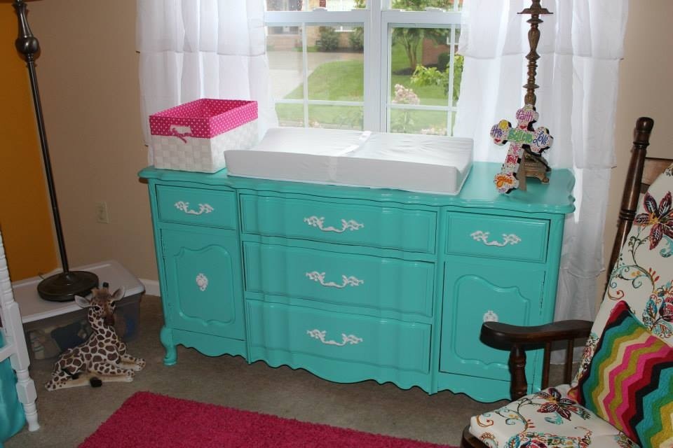 Colorful Girl Nursery Turquoise Dresser