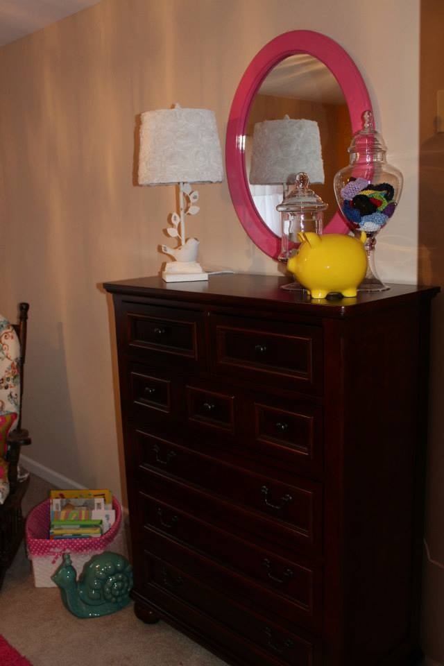 Colorful Girl Nursery Mirror Over Dresser