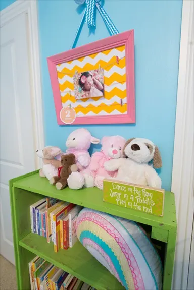 Pink and Aqua Girl Nursery Book Shelf