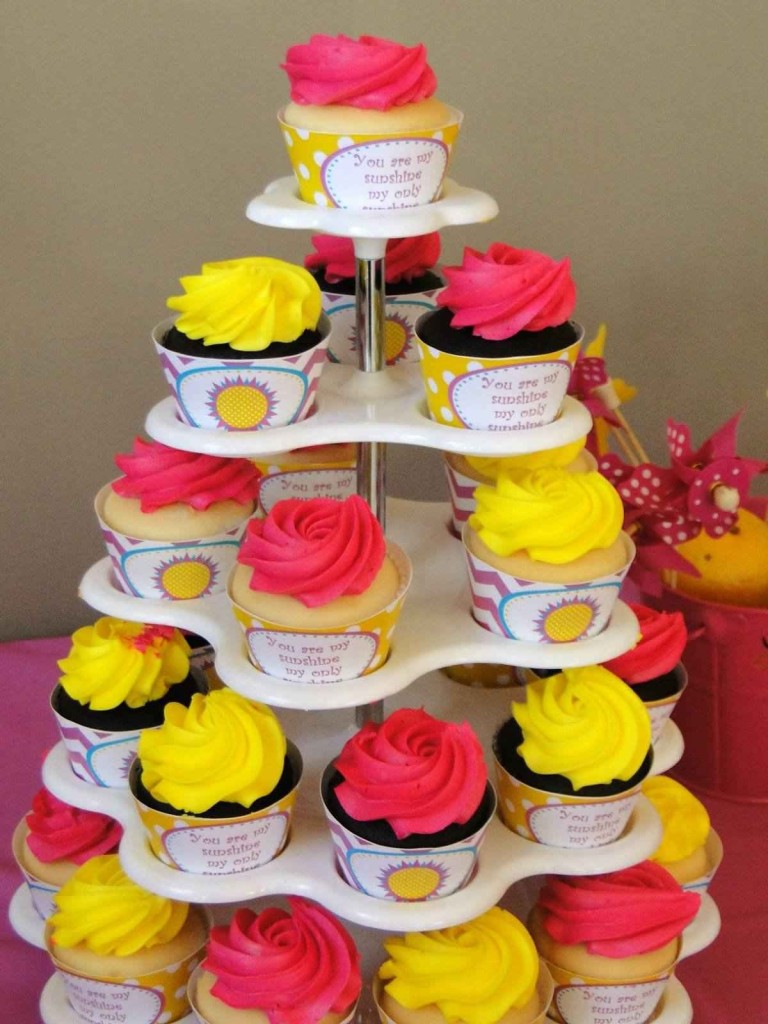 Sunshine and Lemonade Birthday Party Cupcake Tower