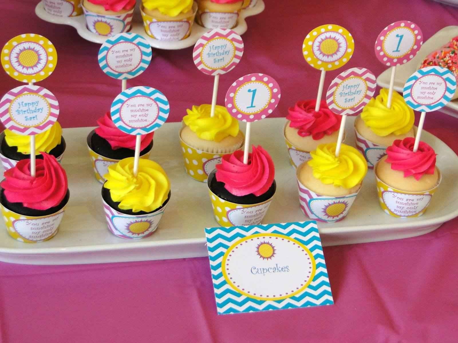 Sunshine and Lemonade Birthday Party Cupcake Toppers