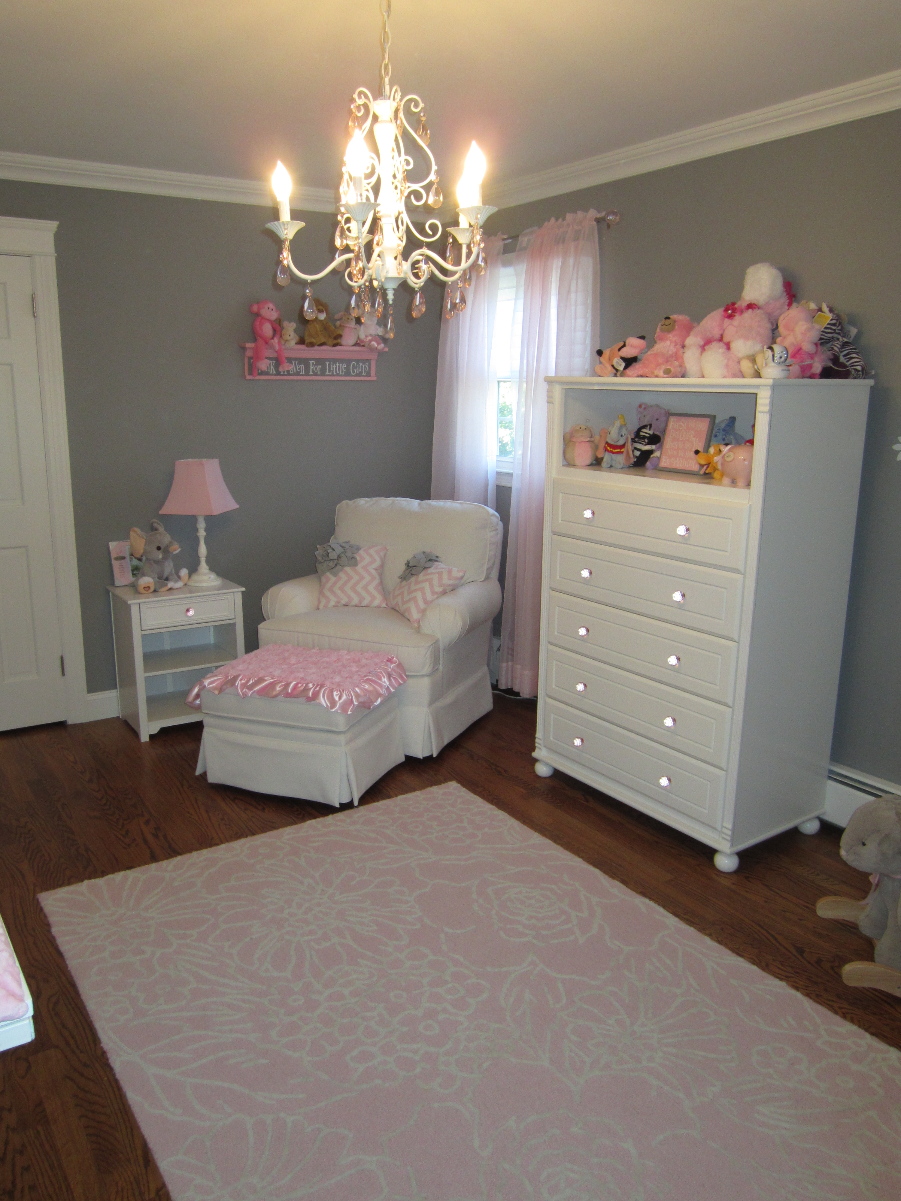 Pink and Gray Classic Nursery Glider View