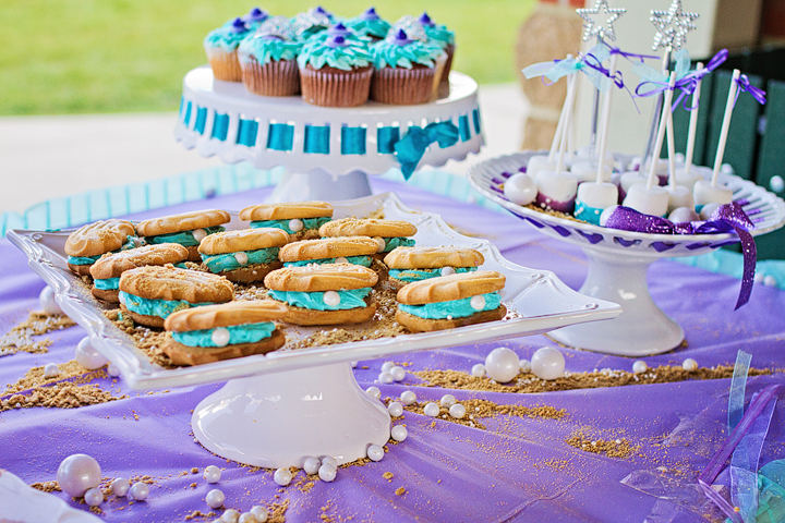 Little Mermaid 4th Birthday Party Sweets Table