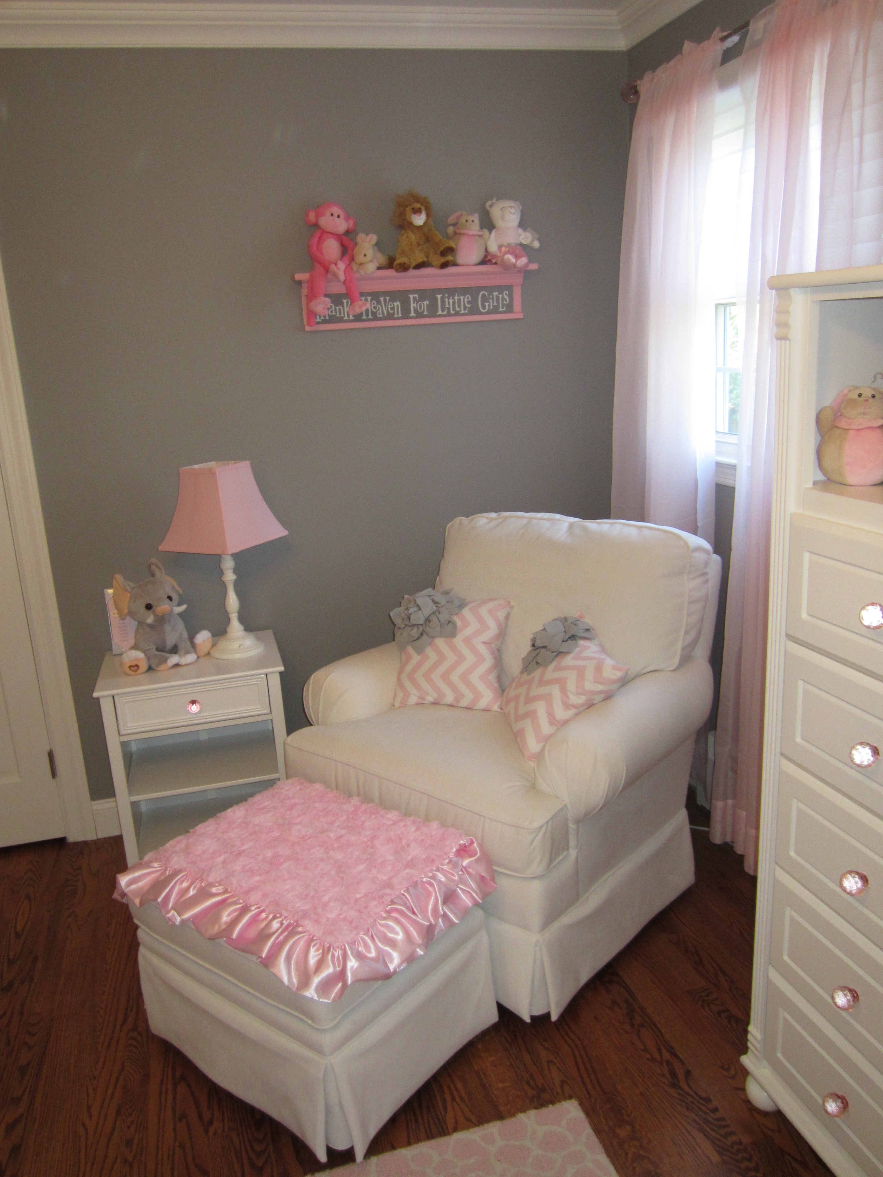 Pink and Gray Classic Nursery Glider View