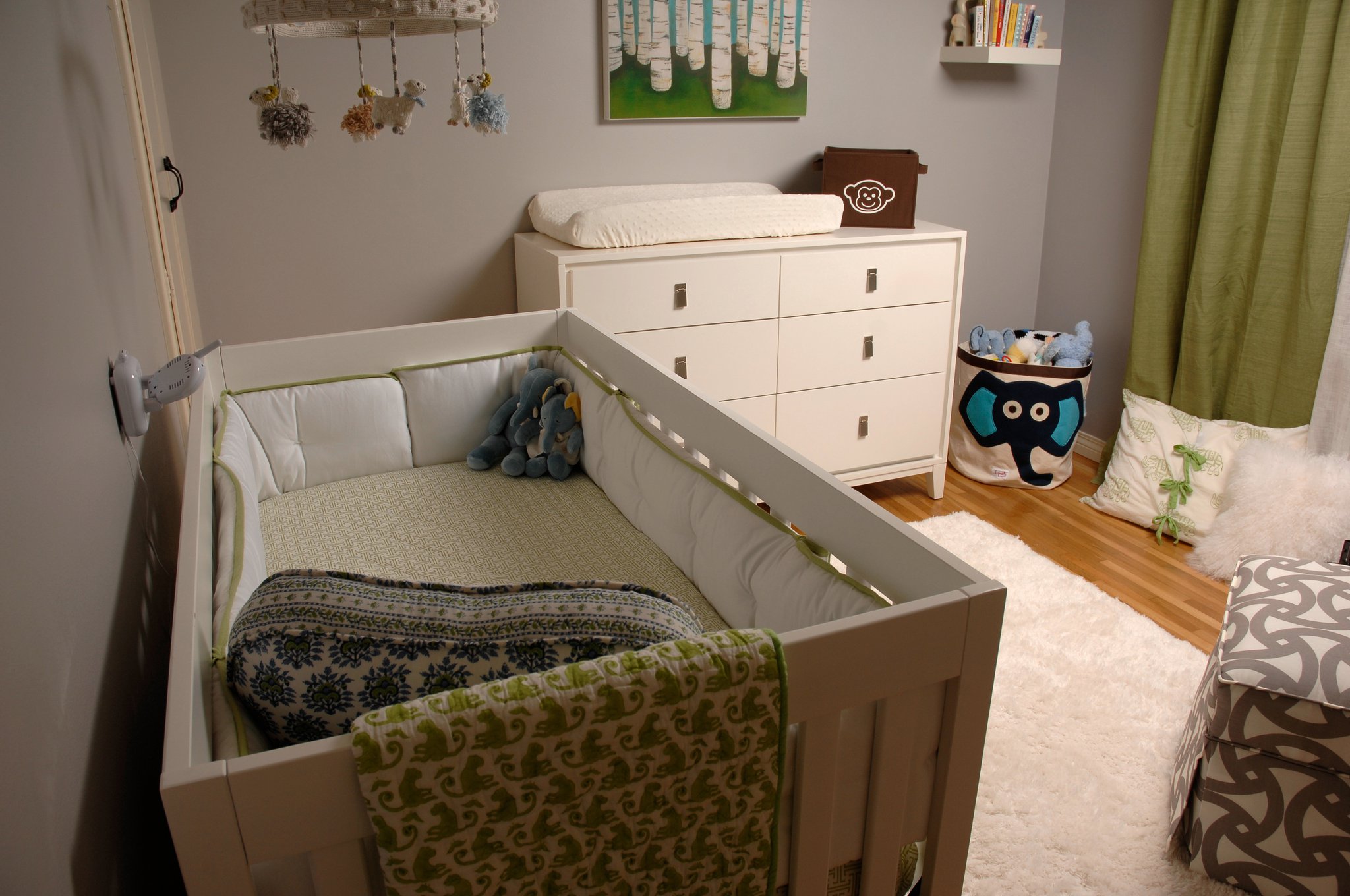 Baby Boy Gray Nursery Crib