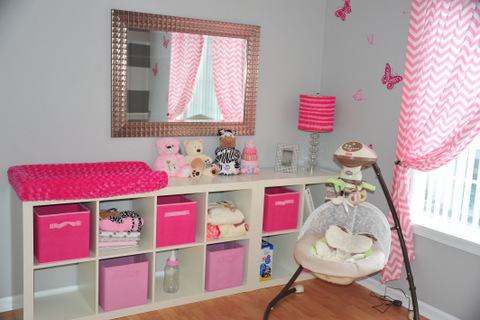 Pink and Gray Girl Nursery Storage Bins