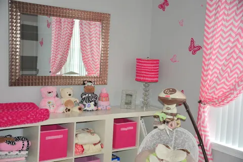 Pink and Gray Girl Nursery Room Corner