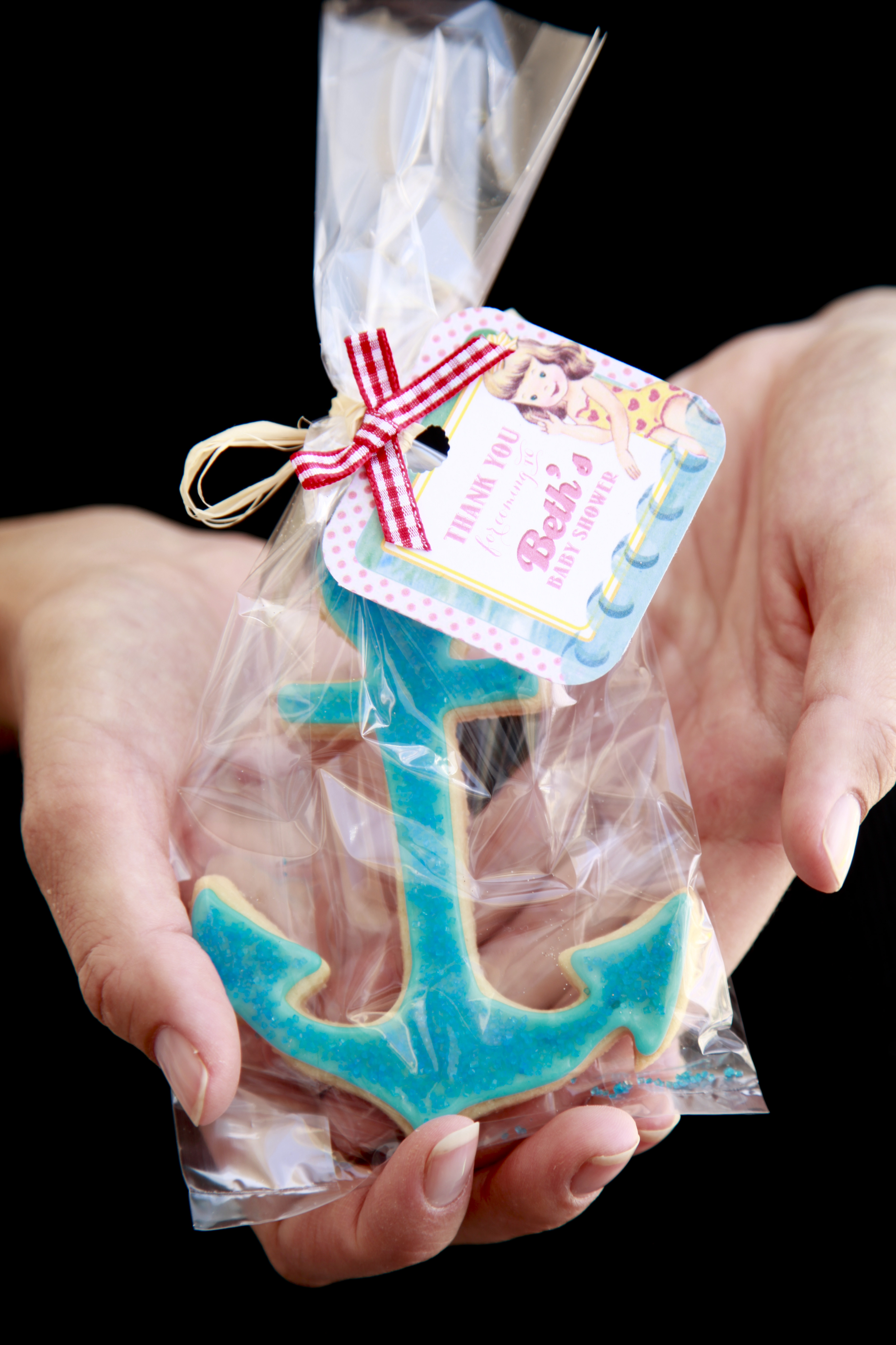 Vintage Beach Baby Shower Anchor Sugar Cookie