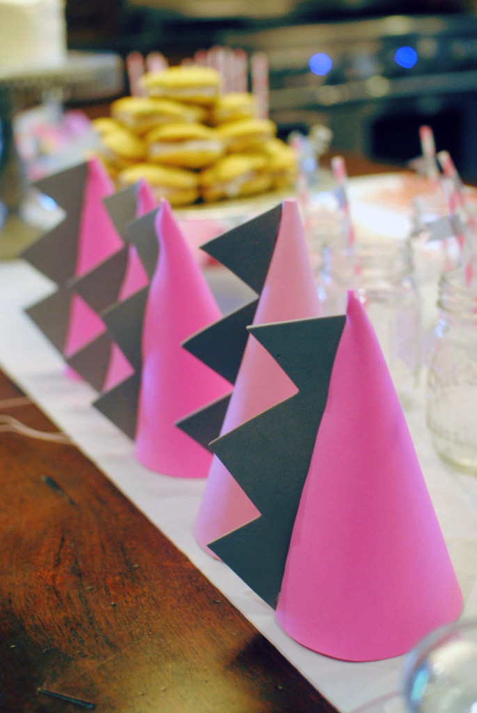 Pink and Silver Dinosaur Party Party Hats