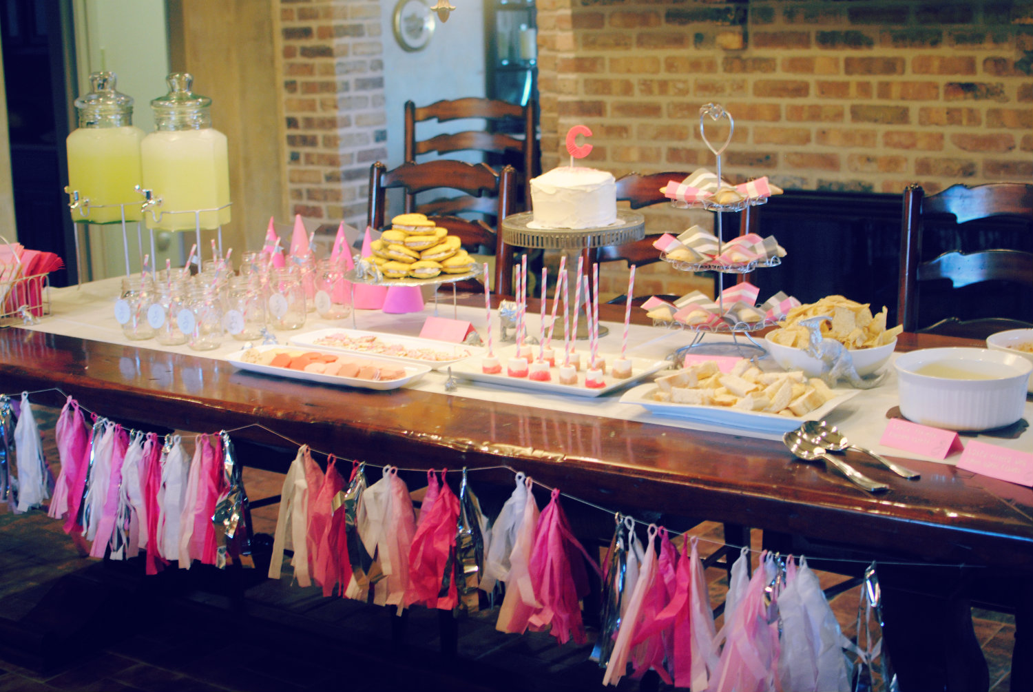 Pink and Silver Dinosaur Party Sweets Table