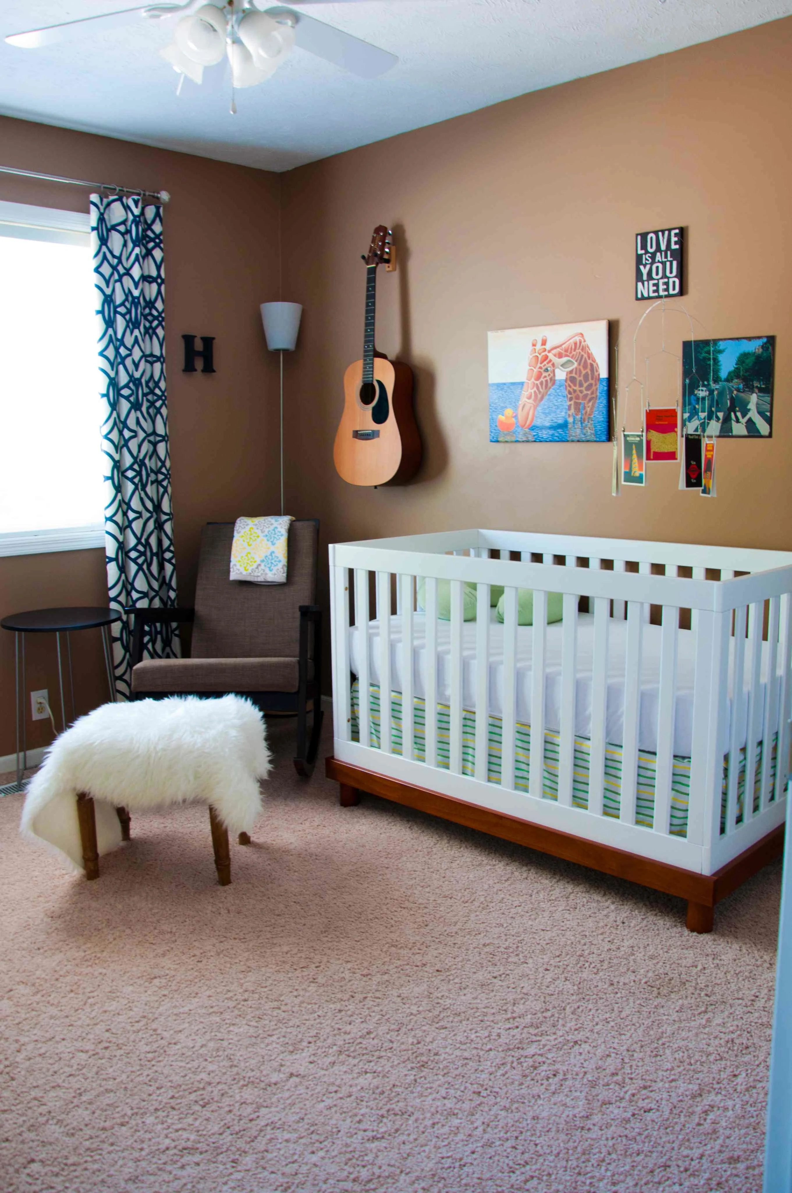 Eclectic Guitar Nursery Crib View
