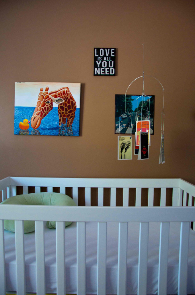 Eclectic Guitar Nursery Crib View