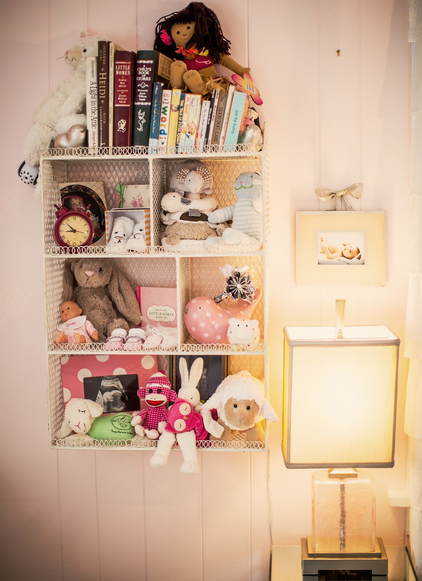 Pretty Vintage Pink Nursery Bookcases