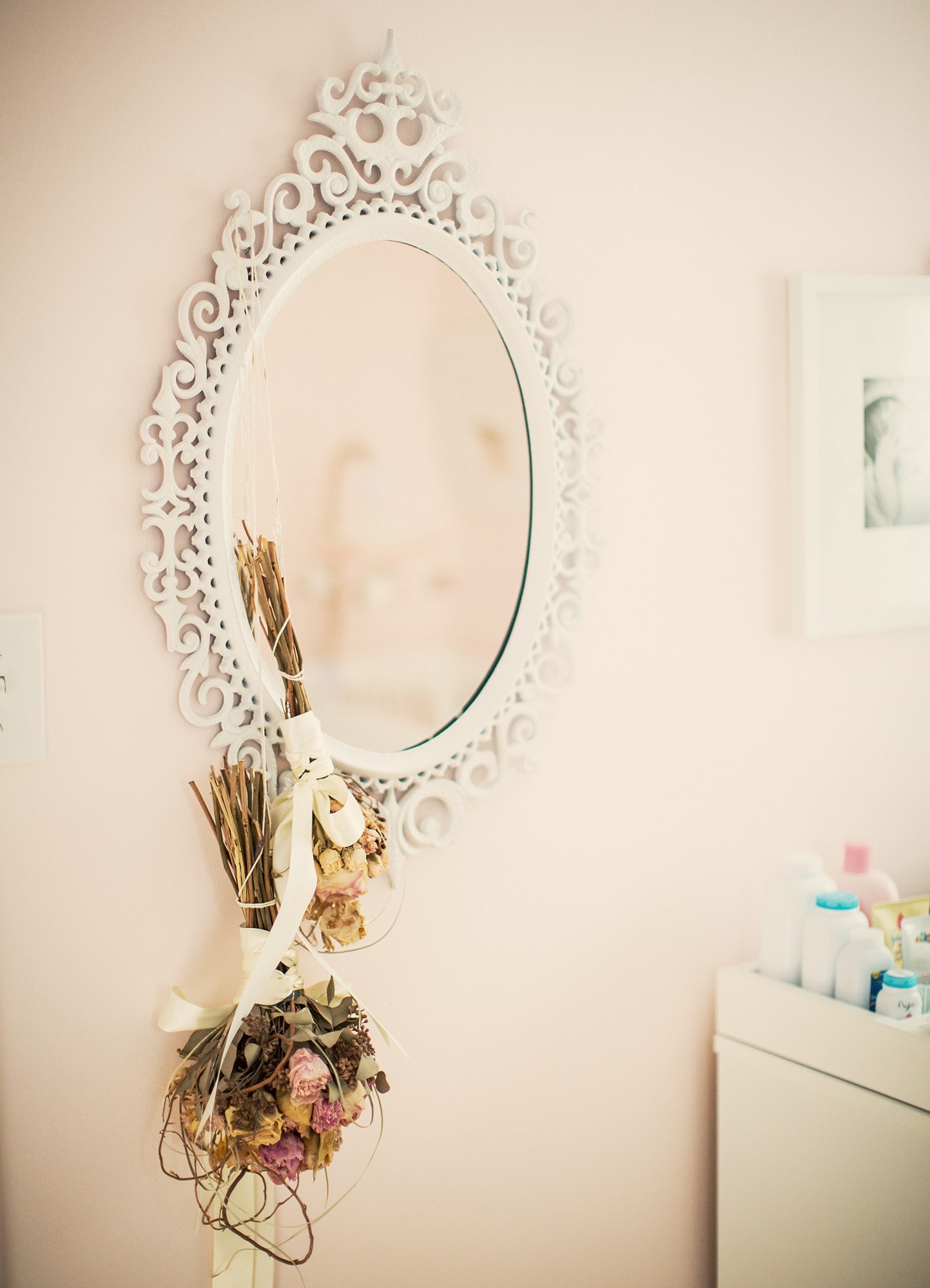 Pretty Vintage Pink Nursery Mirror