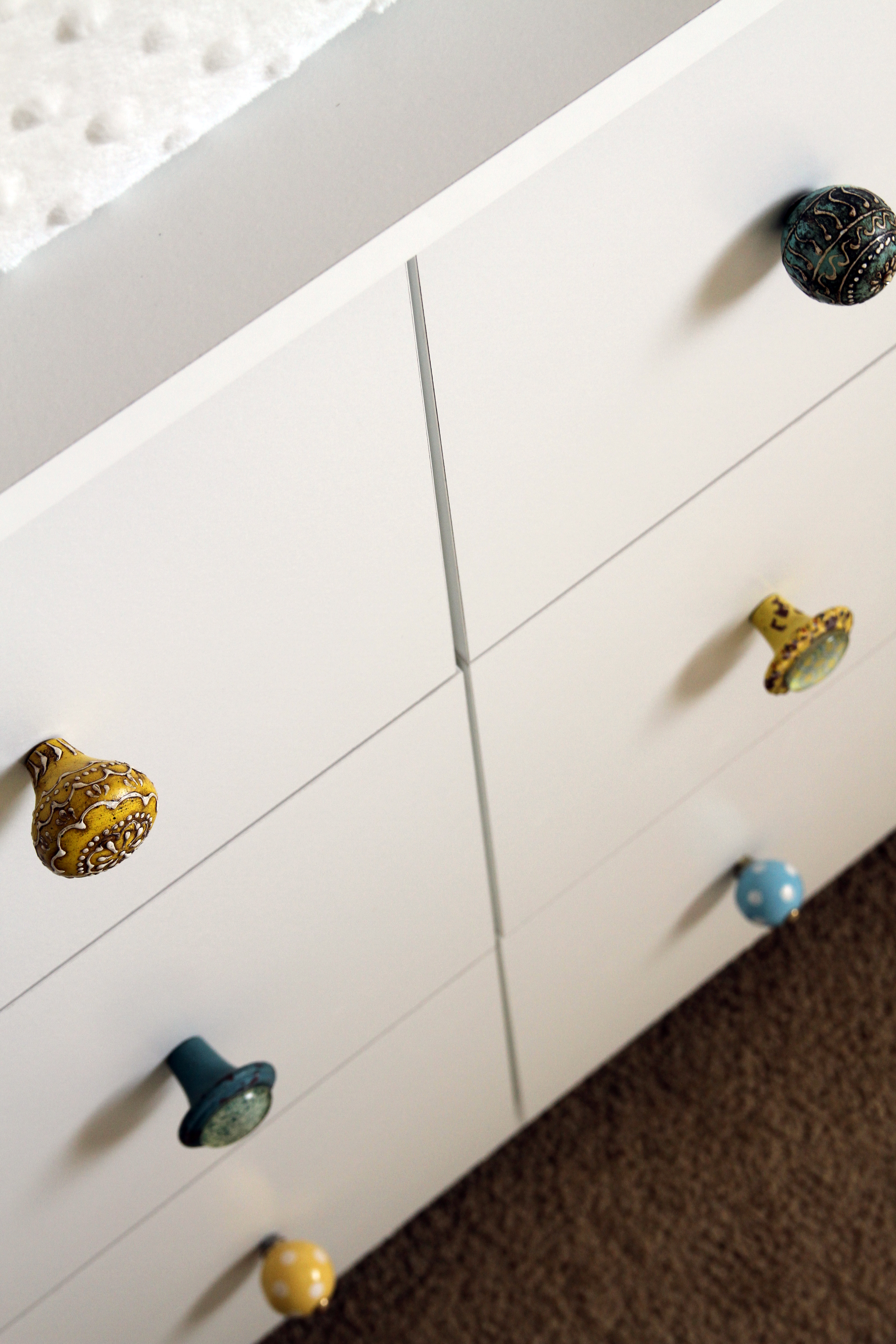 Twin Boys Nursery Colored Knobs