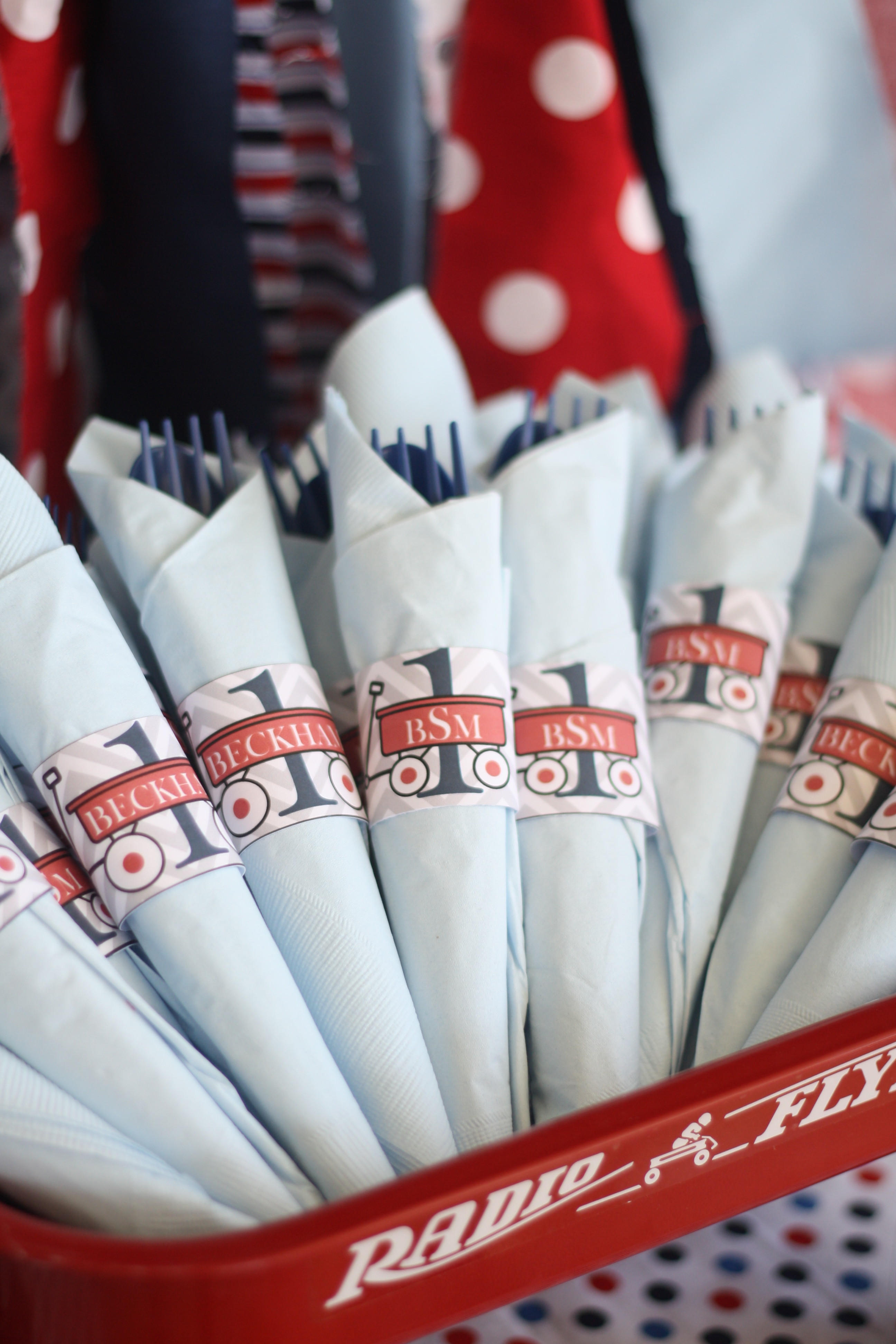 Red Wagon 1st Birthday Party Utensils