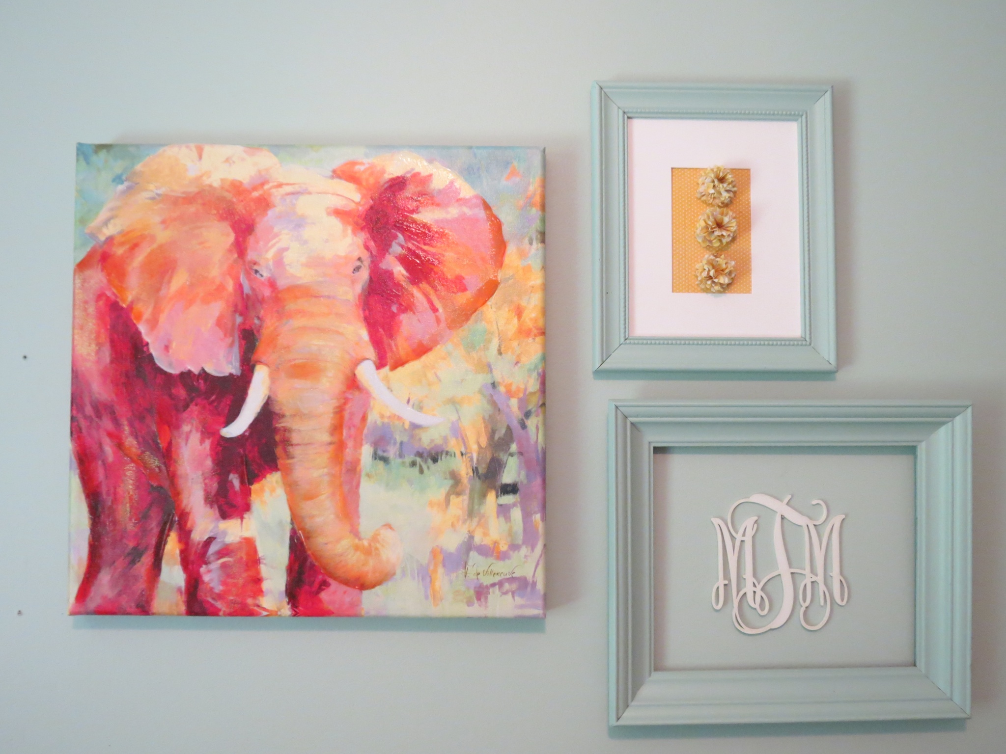 Girl Blue and Coral Nursery Wall Art