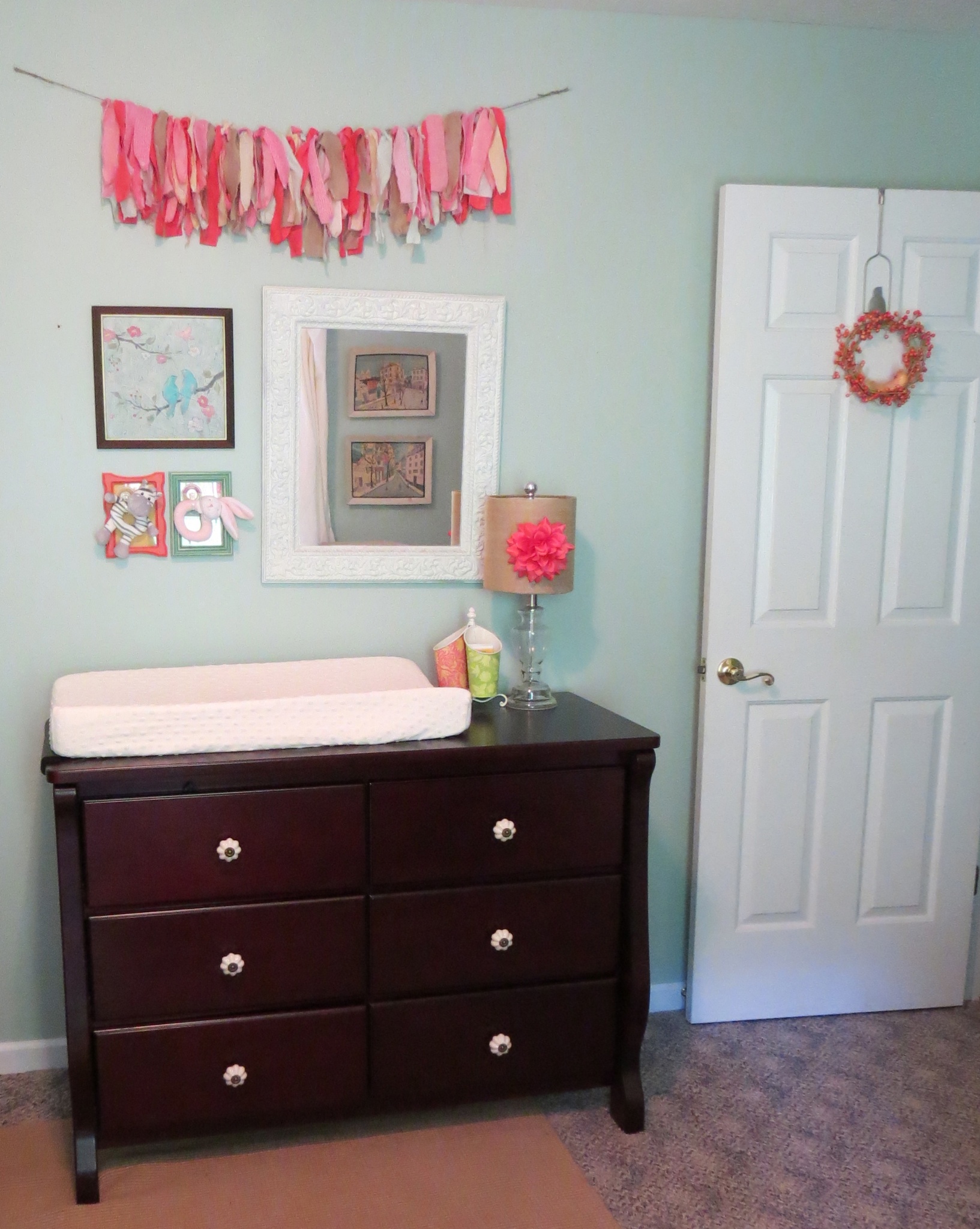 Girl Blue and Coral Nursery Changer