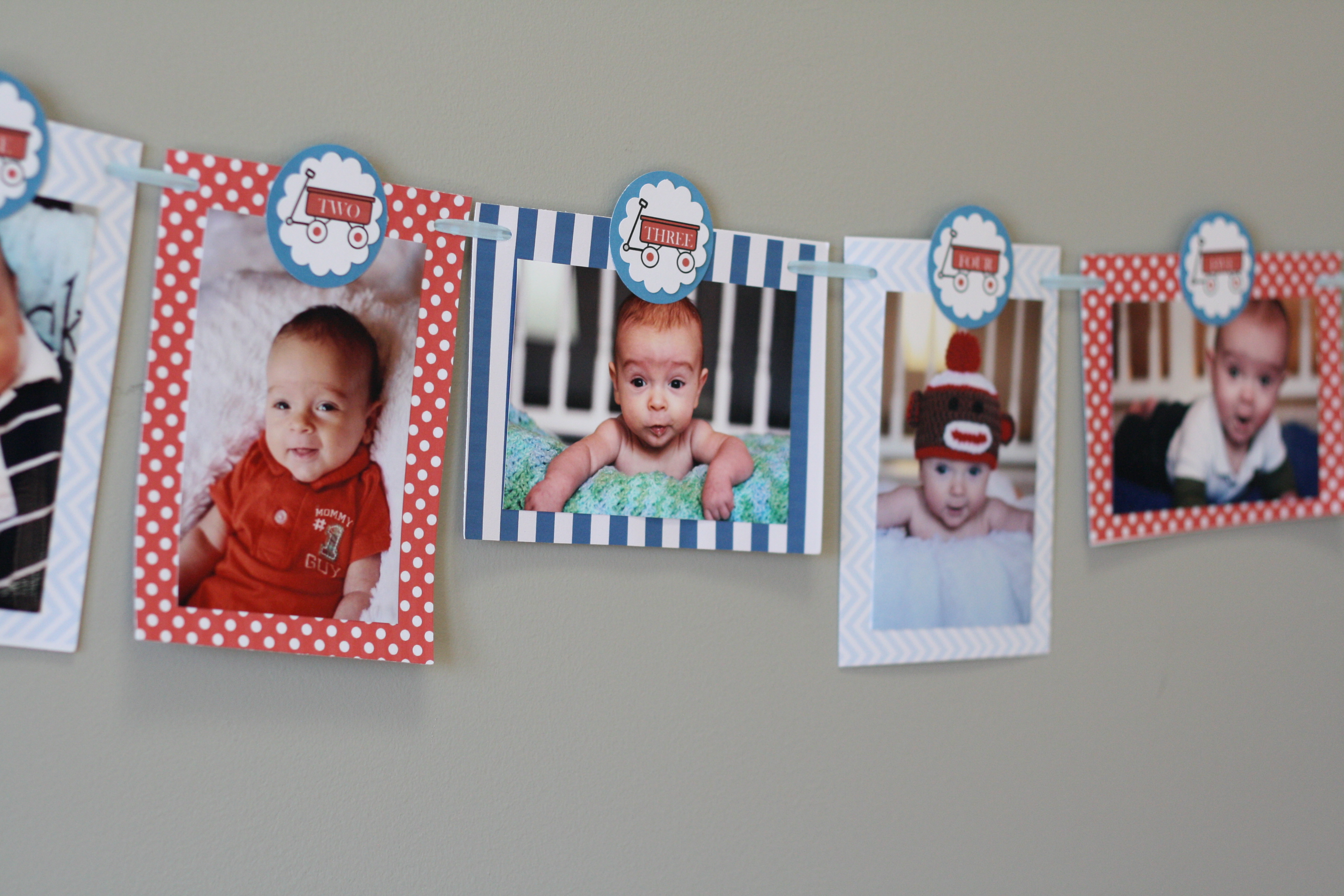 Red Wagon 1st Birthday Party Photo Banners