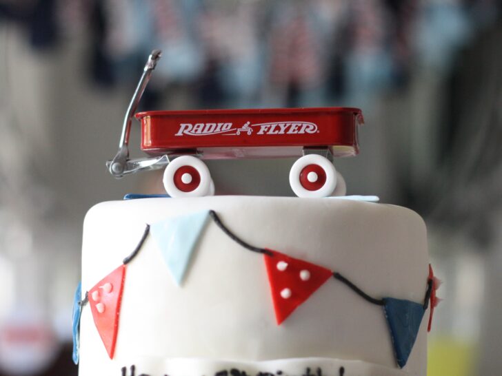 Red Wagon 1st Birthday Party Cake