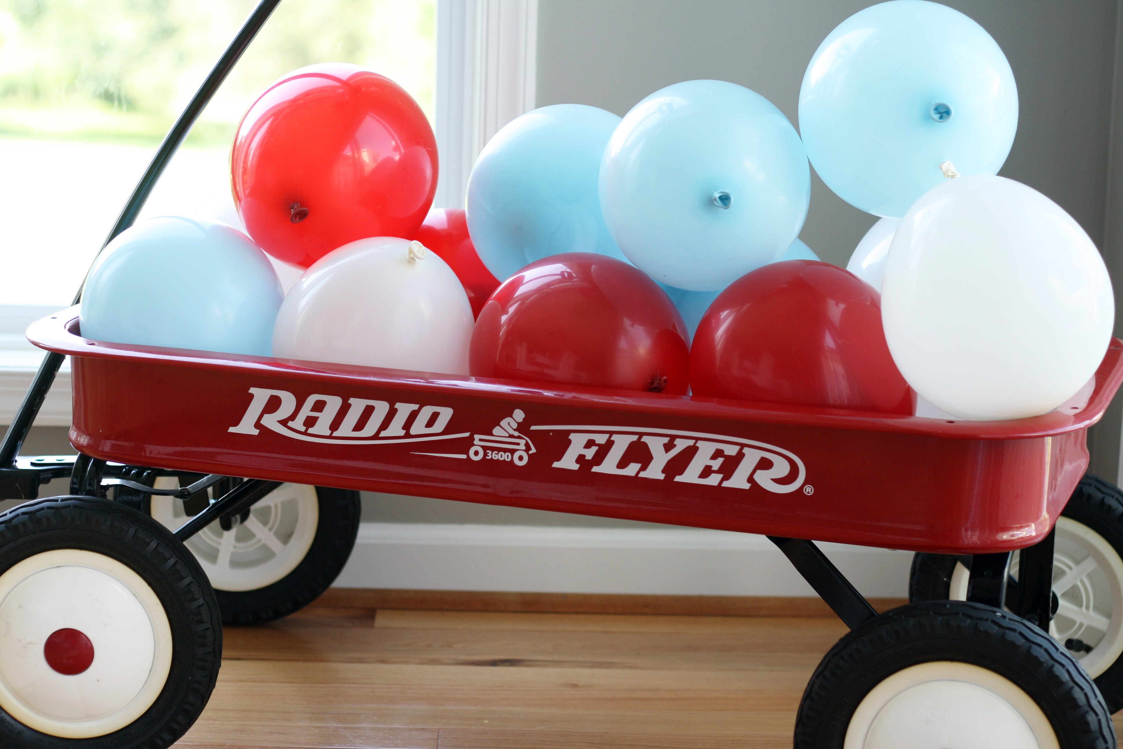 Red Wagon 1st Birthday Party Balloons