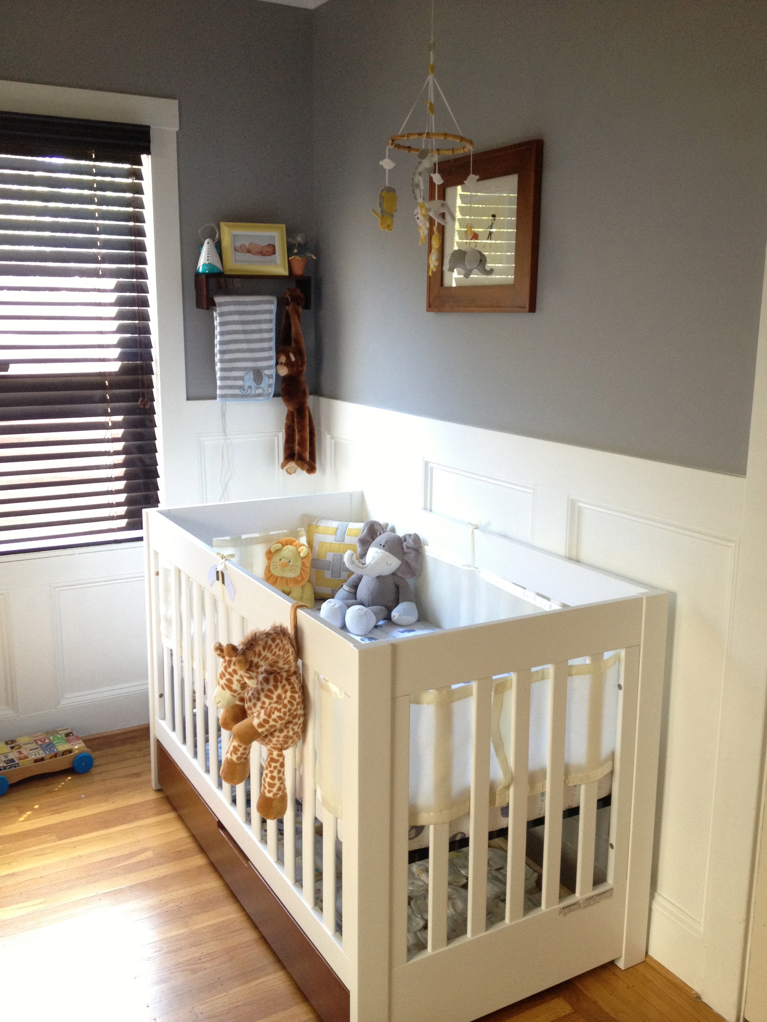 Boy Chevron Yellow and Gray Nursery Room View