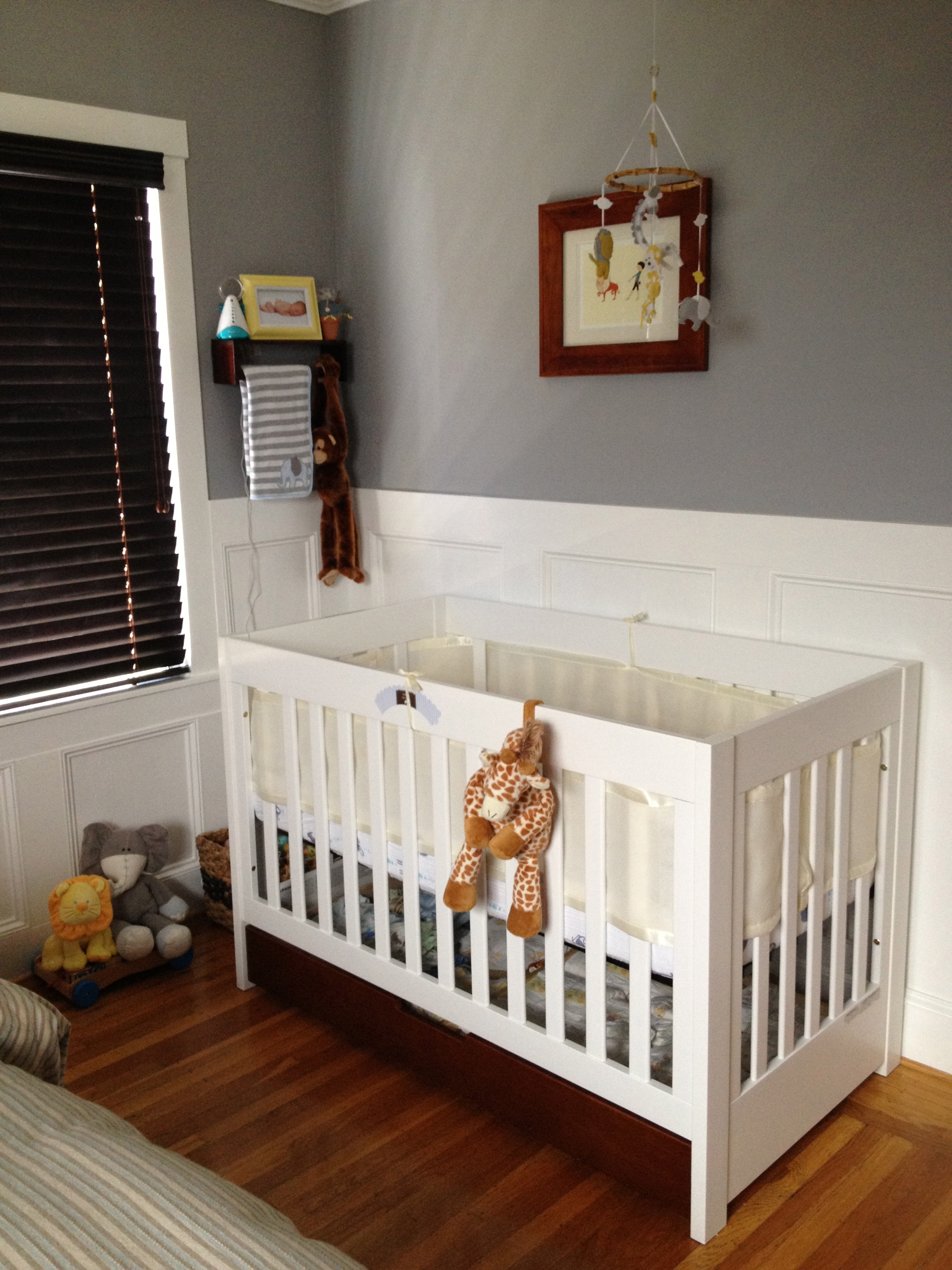 Boy Chevron Yellow and Gray Nursery Crib View