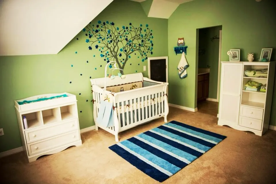 Boy Green and Blue Nursery Room View