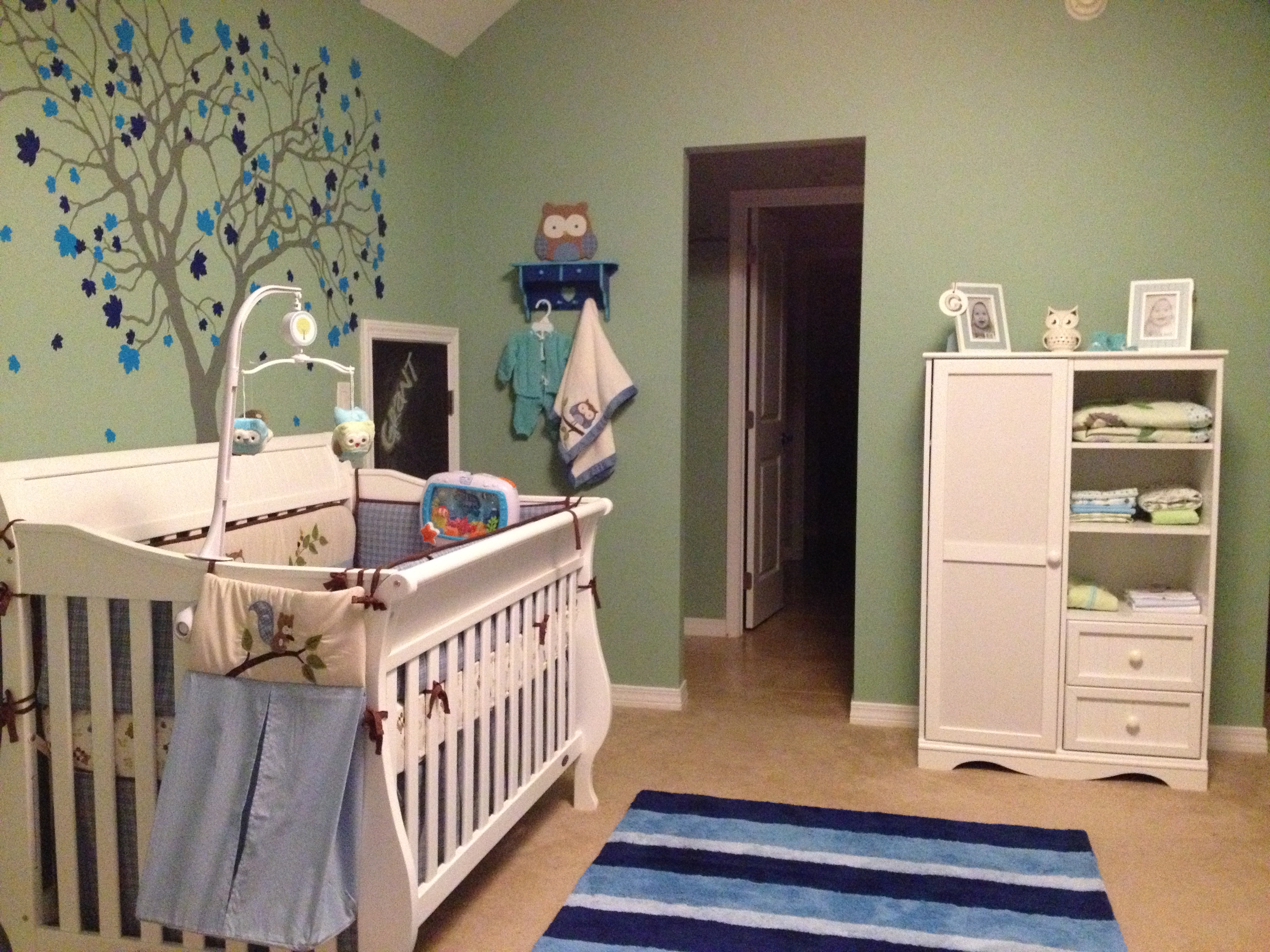 Boy Green and Blue Nursery Room View