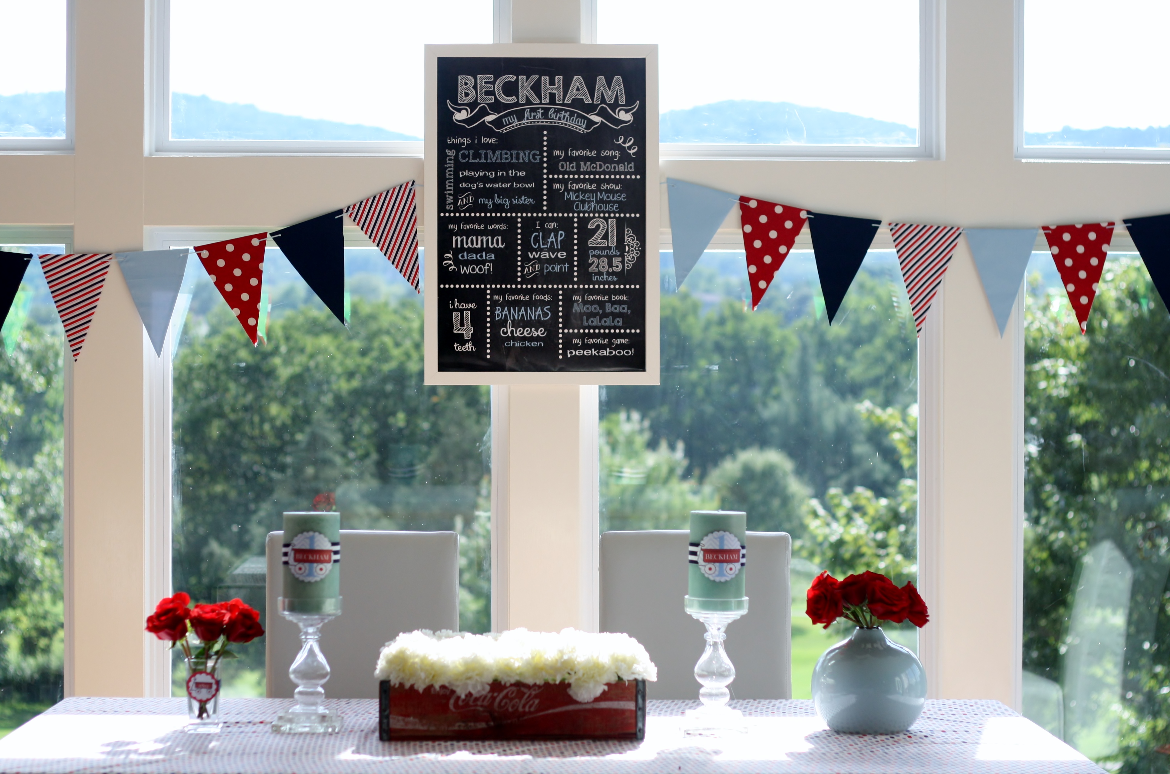 Red Wagon 1st Birthday Party Table Display