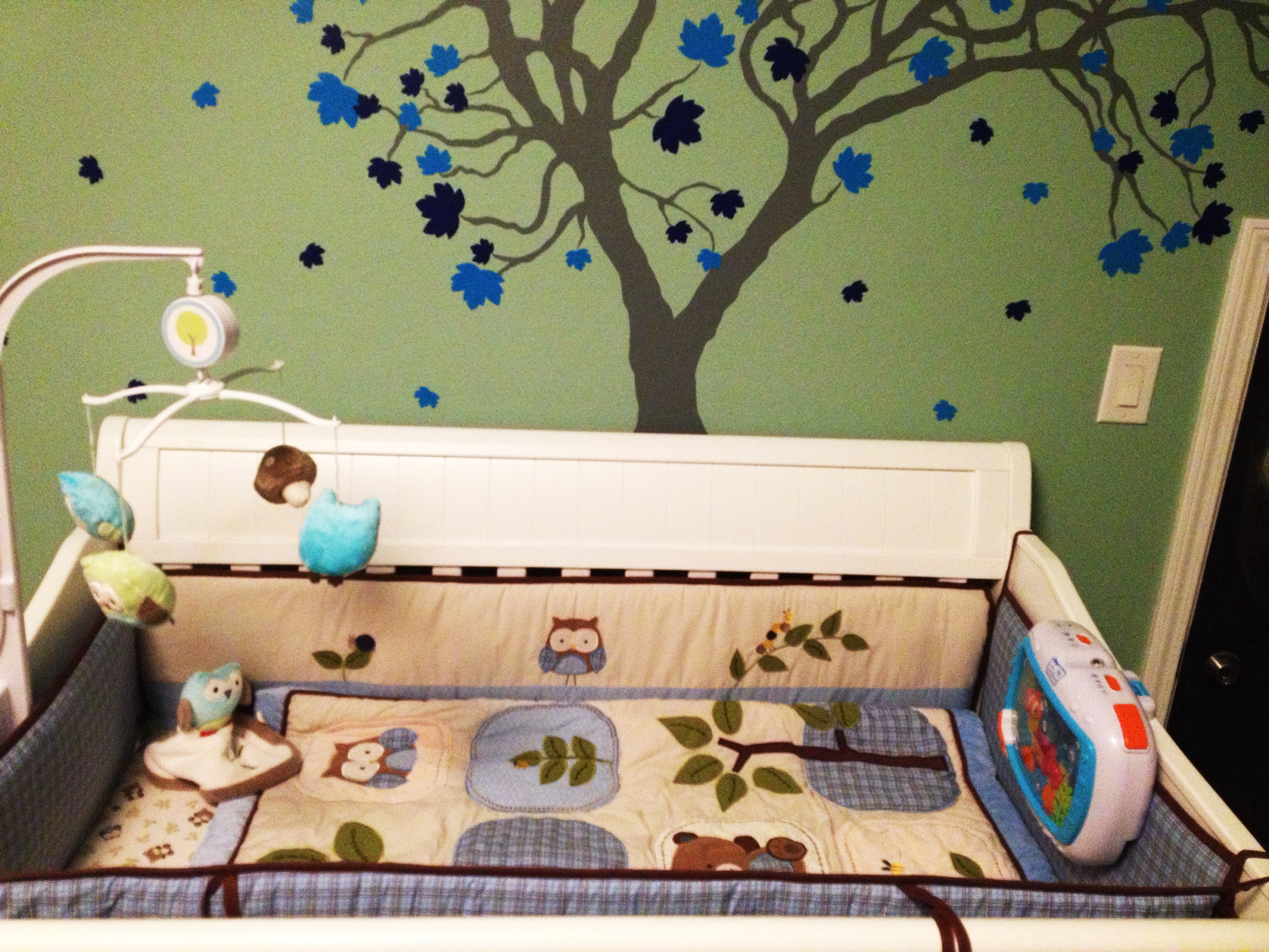 Boy Green and Blue Nursery Crib Bedding