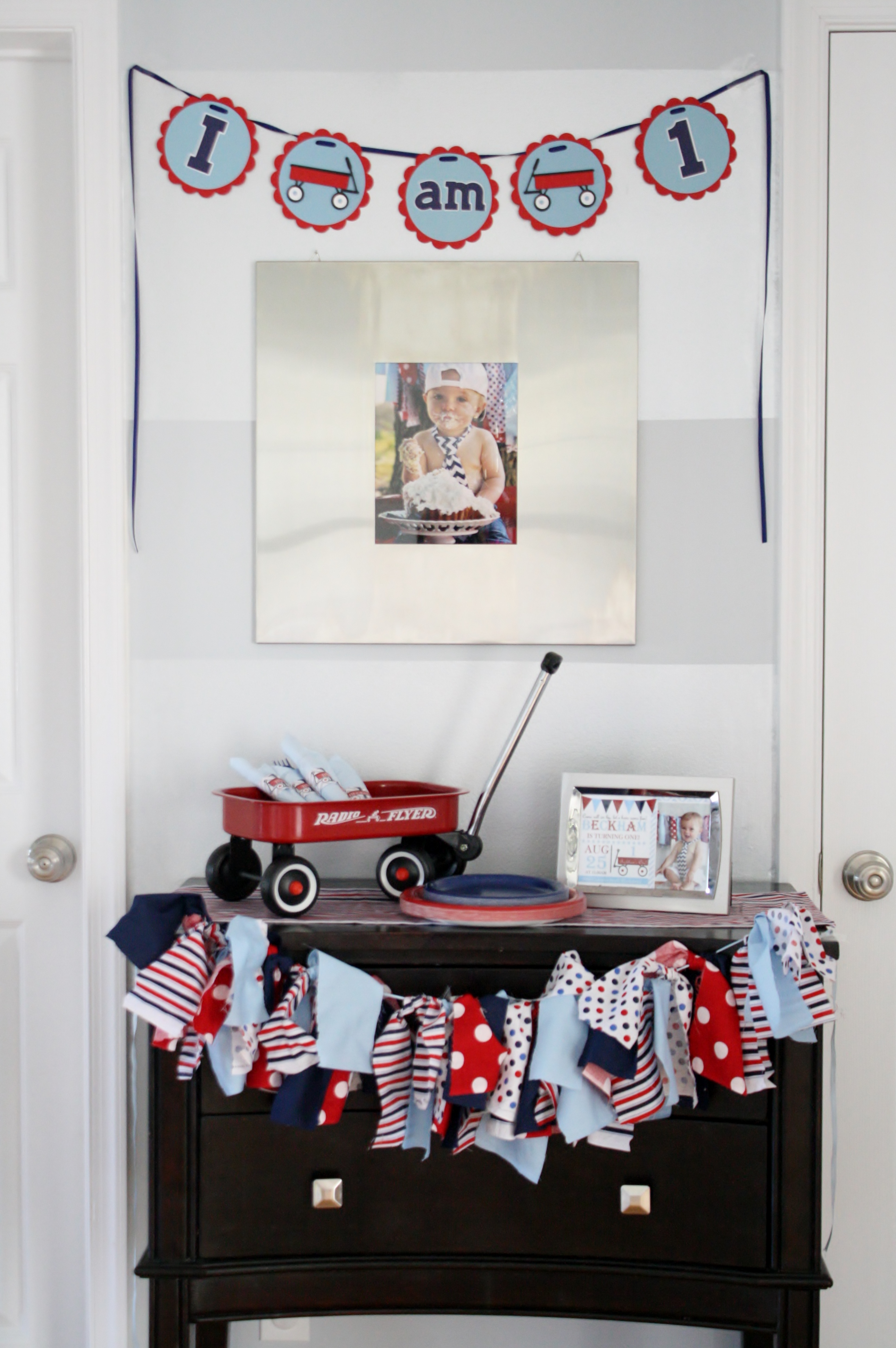 Red Wagon 1st Birthday Party Display