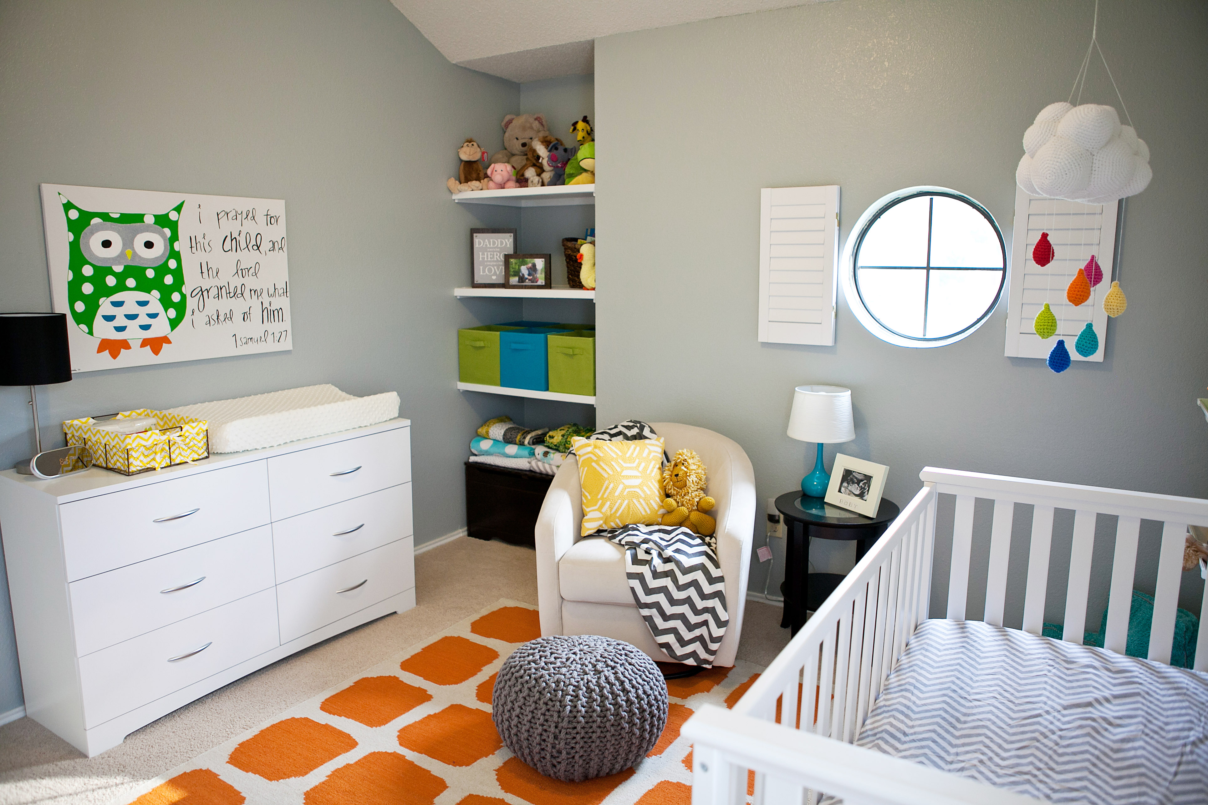 Gray and Orange Eclectic Room Room View