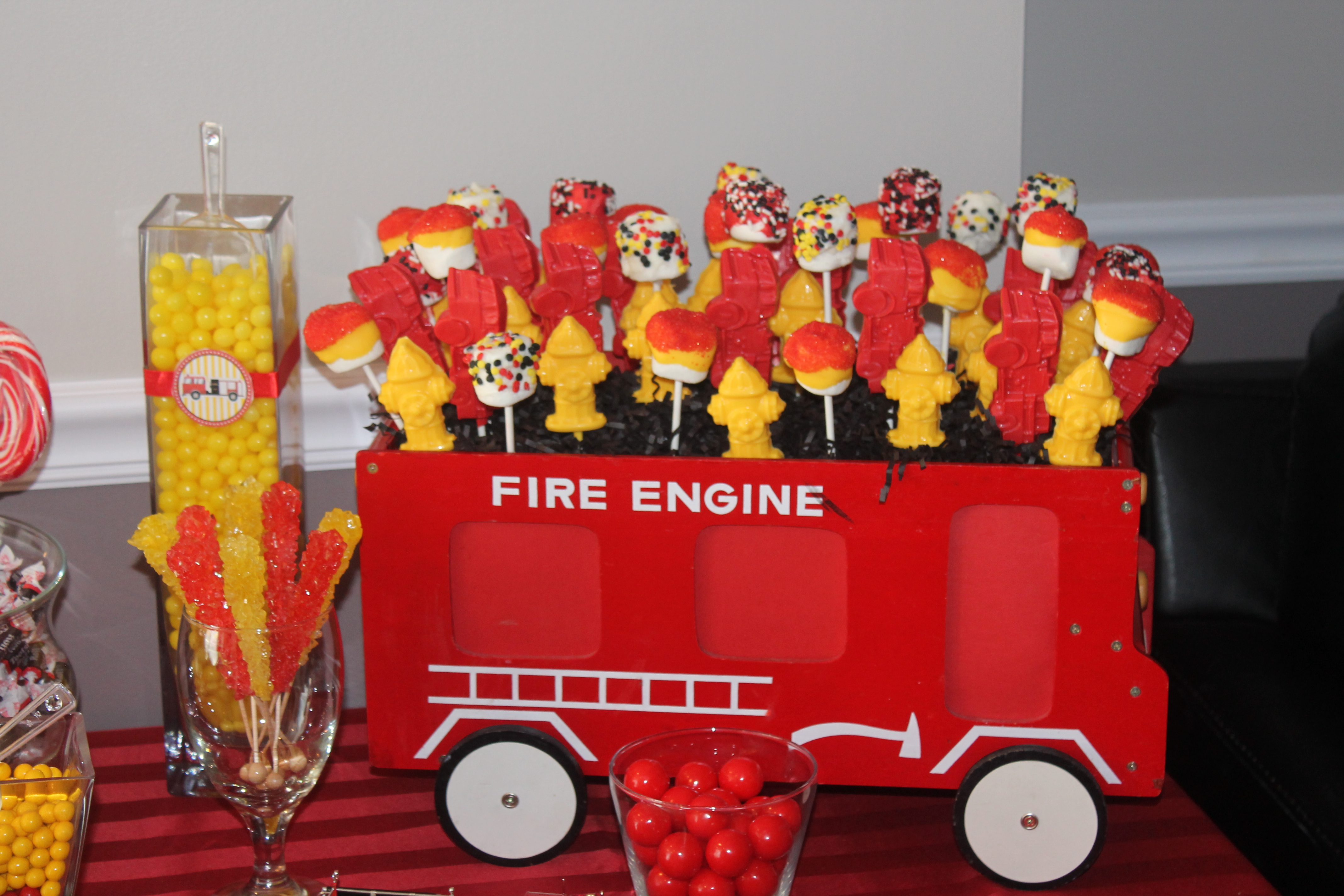 Firefighter 2nd Birthday Party Cake Pops