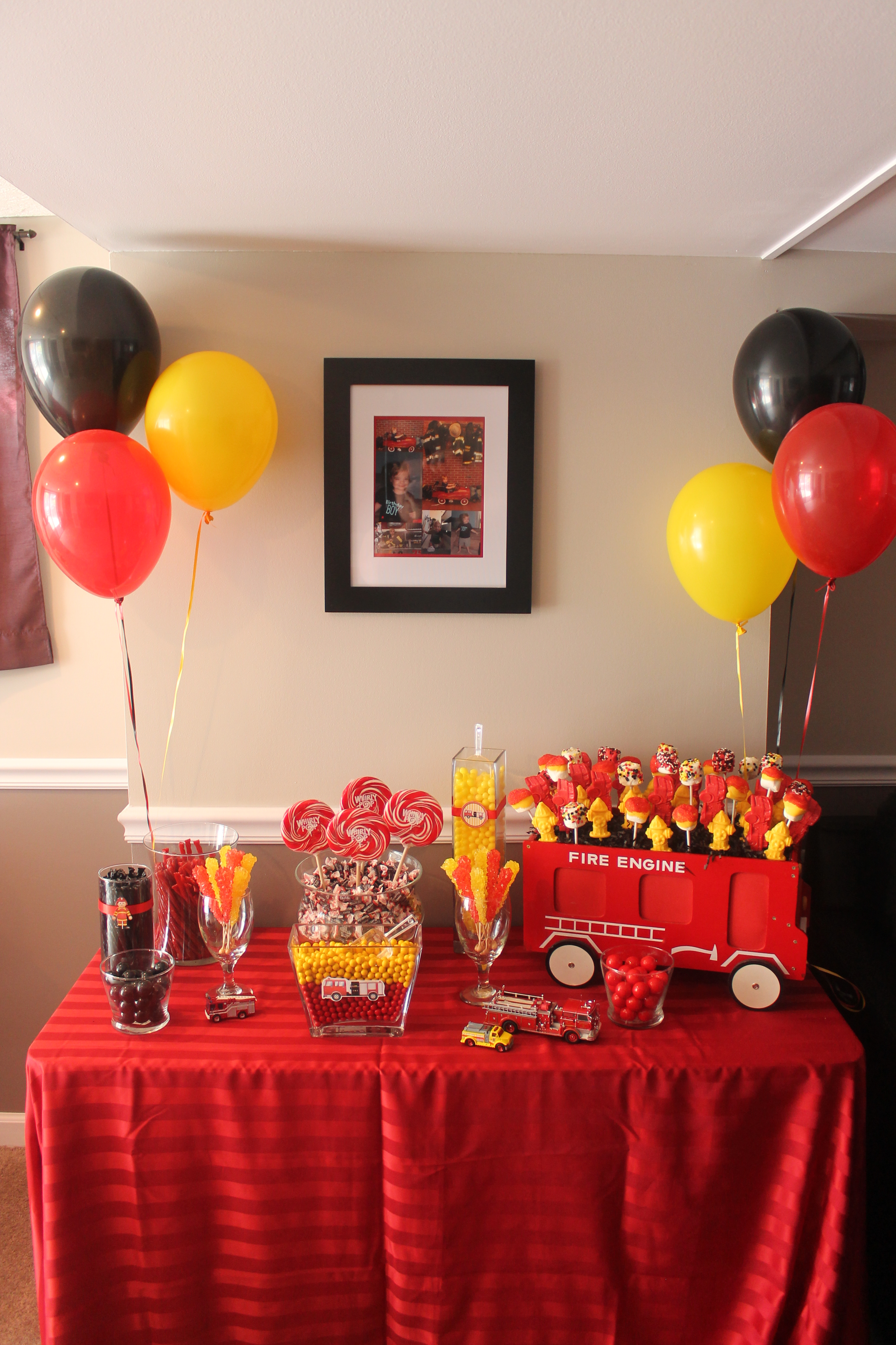 Firefighter 2nd Birthday Party Sweets Table