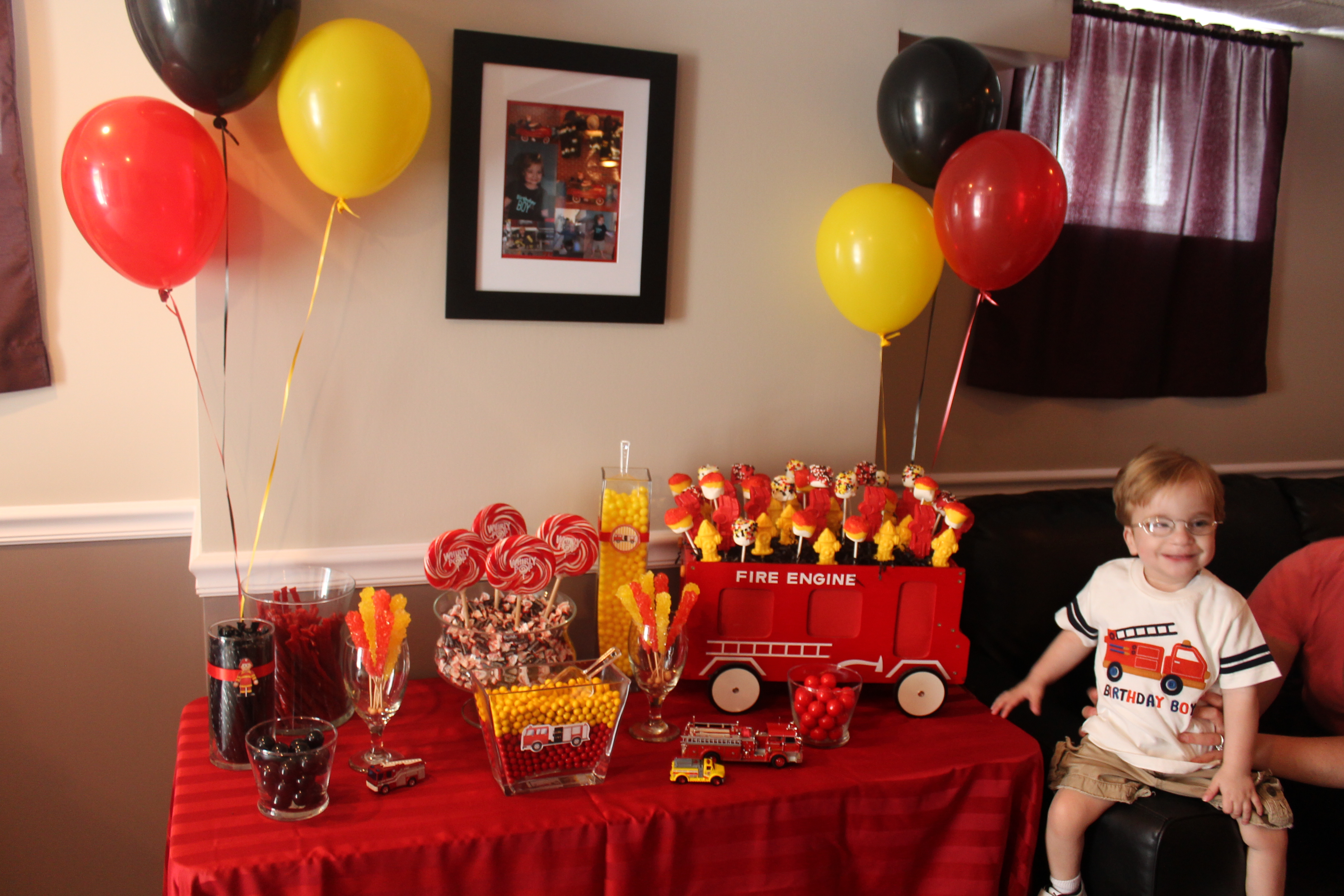 Firefighter 2nd Birthday Party Sweets Table