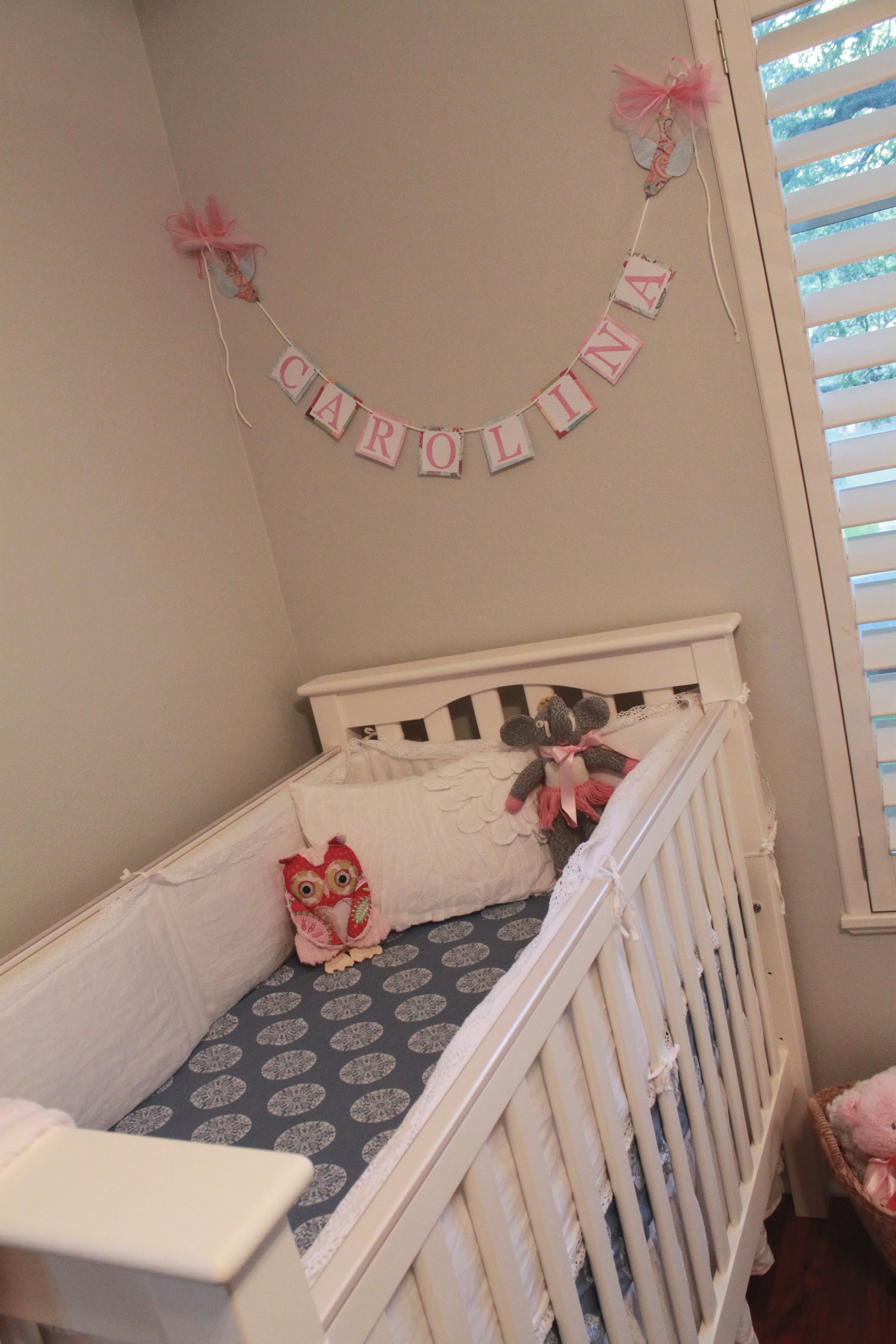 Sweet and Pink Nursery Crib View