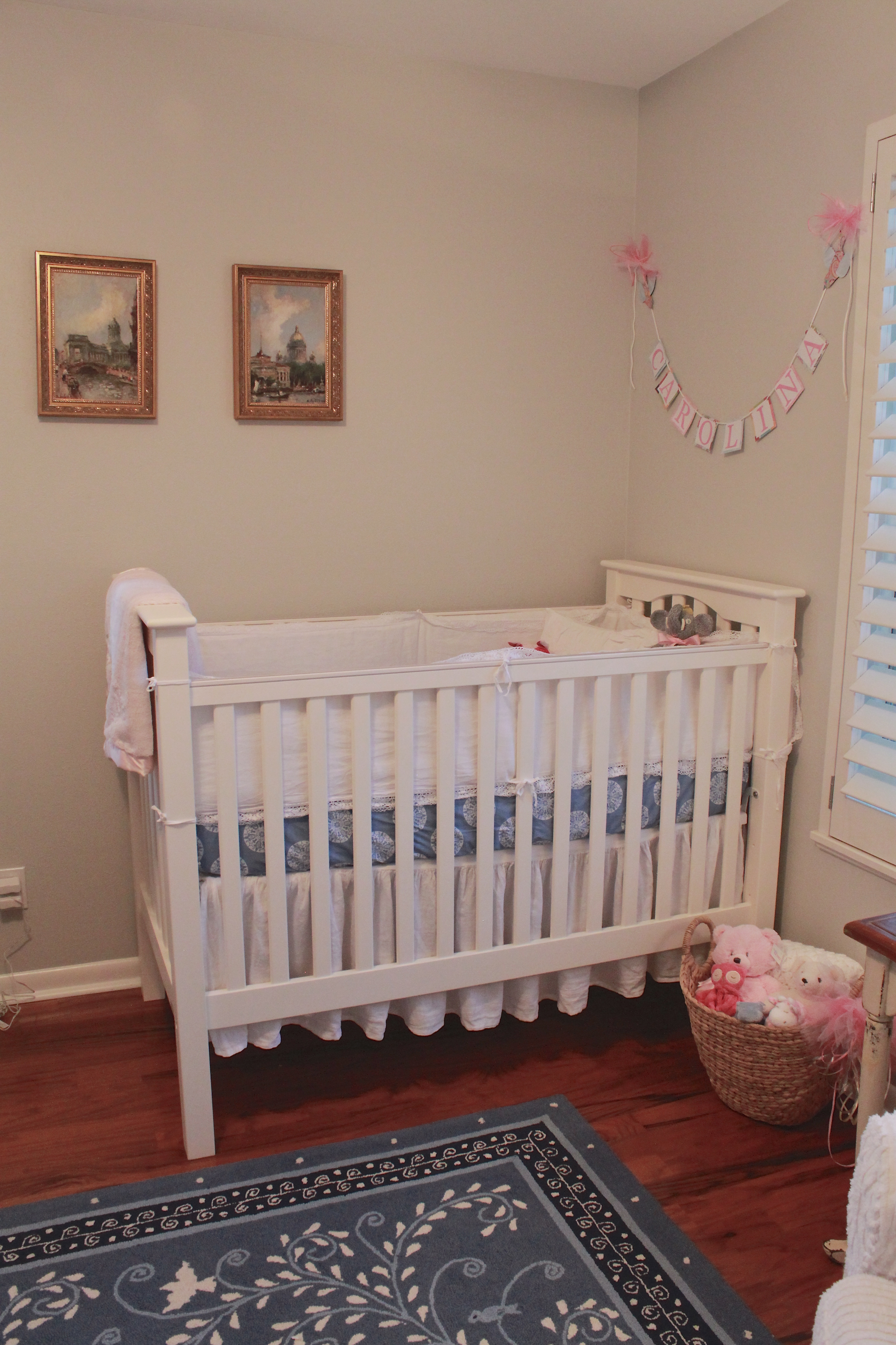 Sweet and Pink Nursery Crib View