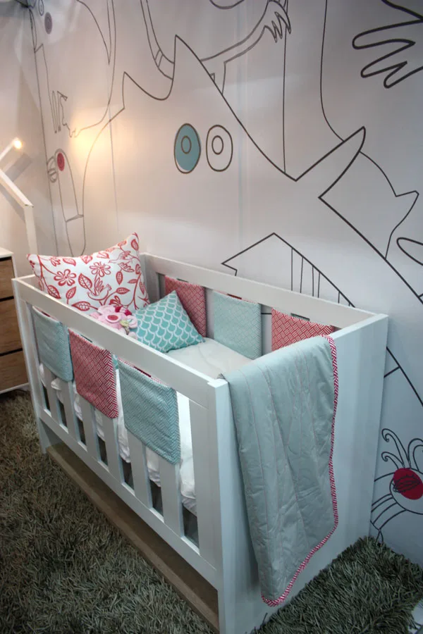 Girl Pink and Aqua Nursery Crib