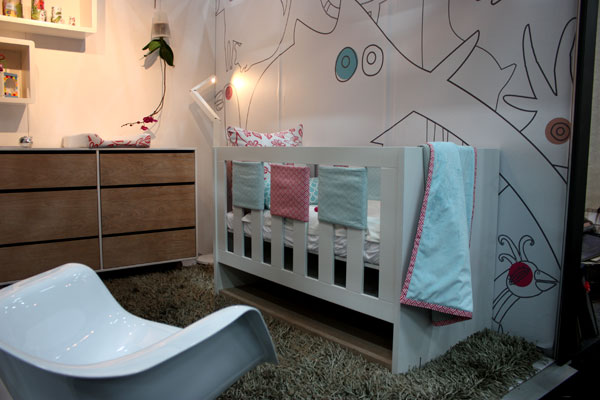 Girl Pink and Aqua Nursery Room View