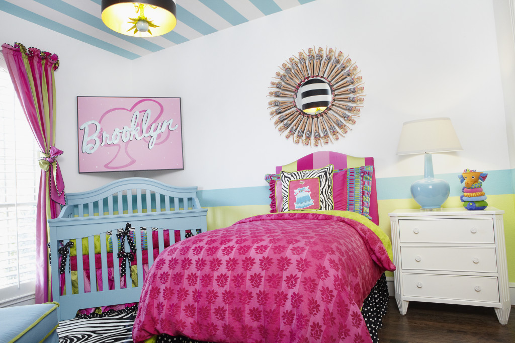 Nursery with Striped Ceilings and Barbie Art Room View