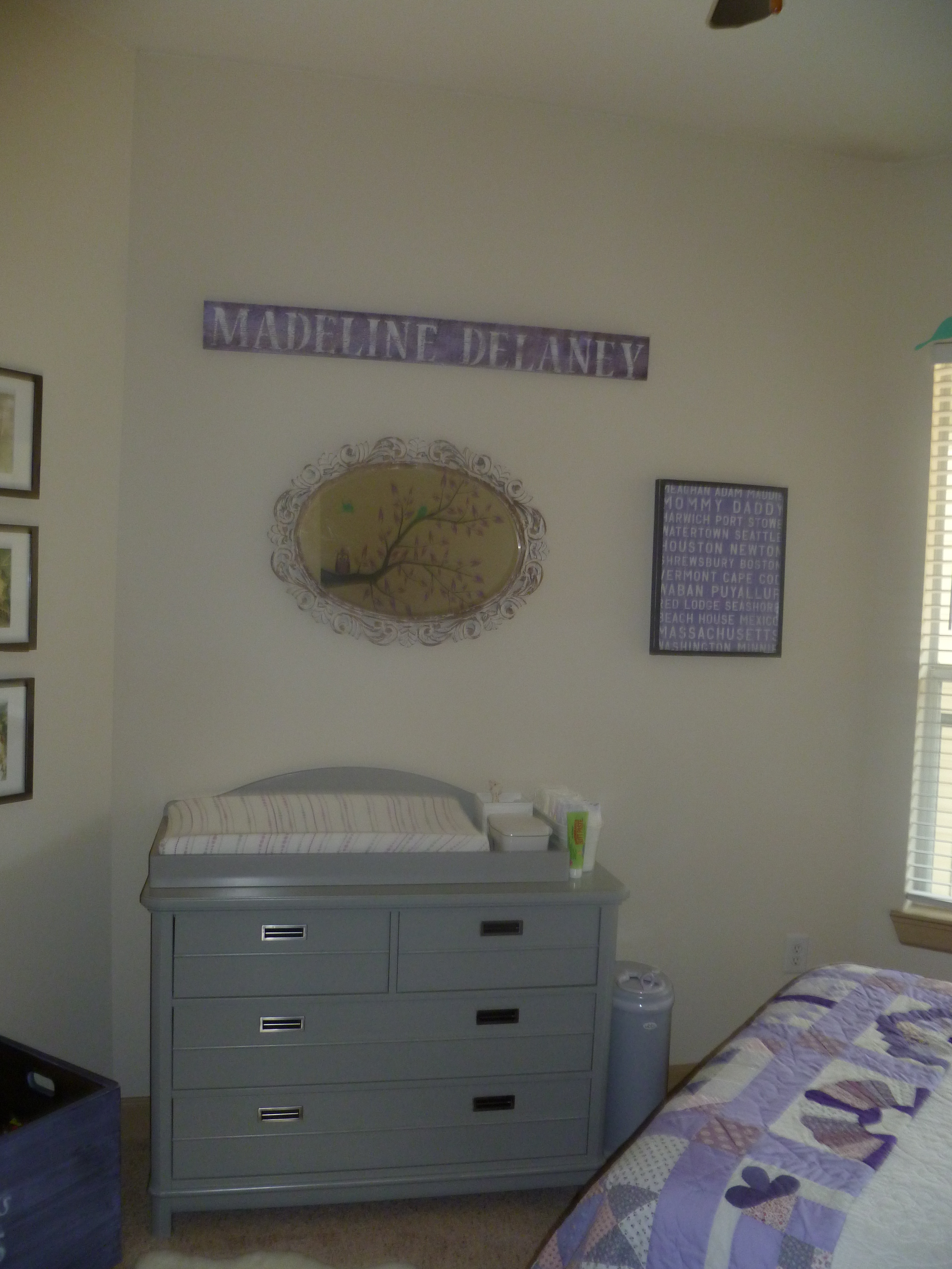 GIrl Gray and Purple Nursery Room View