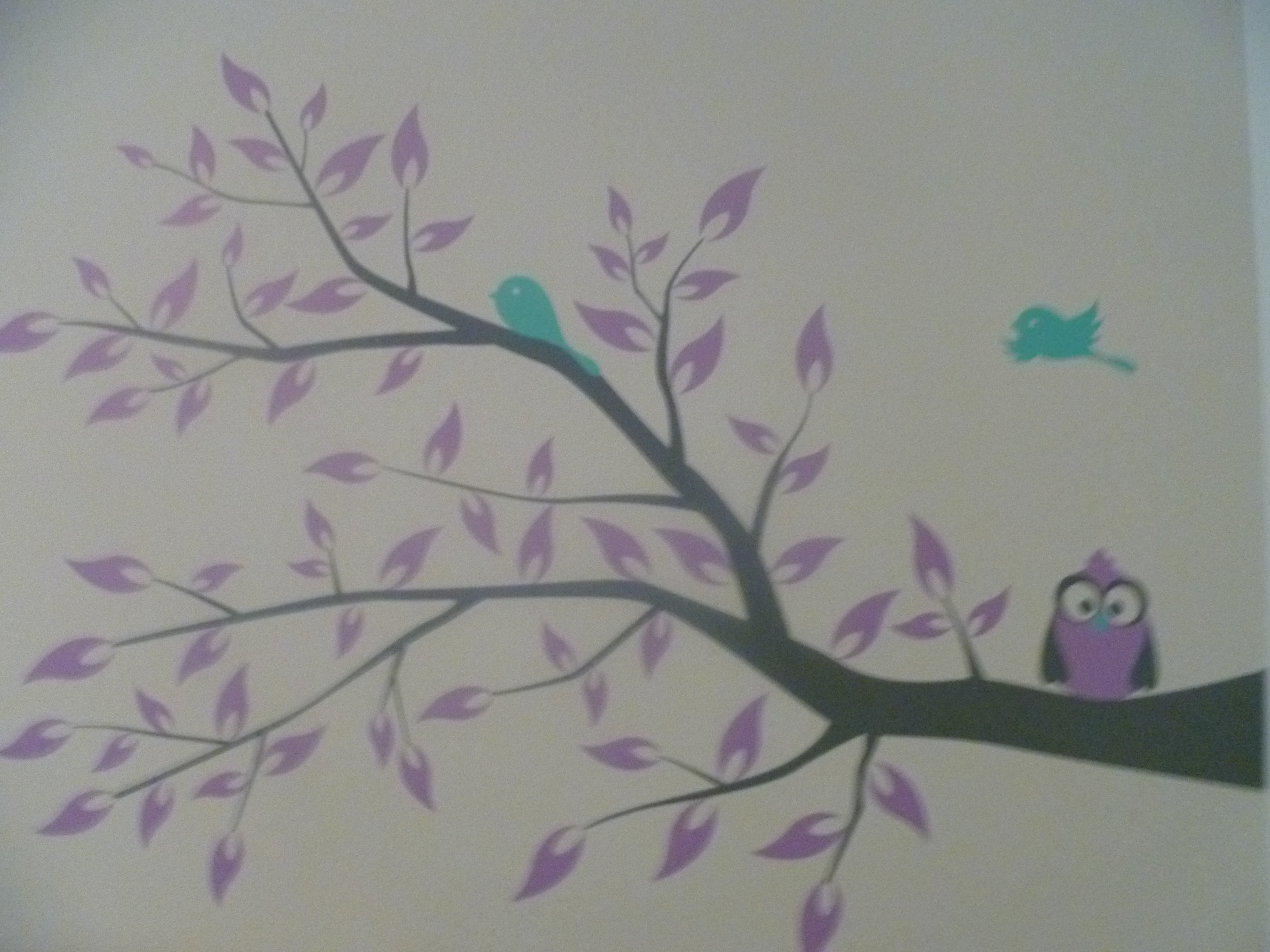 GIrl Gray and Purple Nursery Tree Decal
