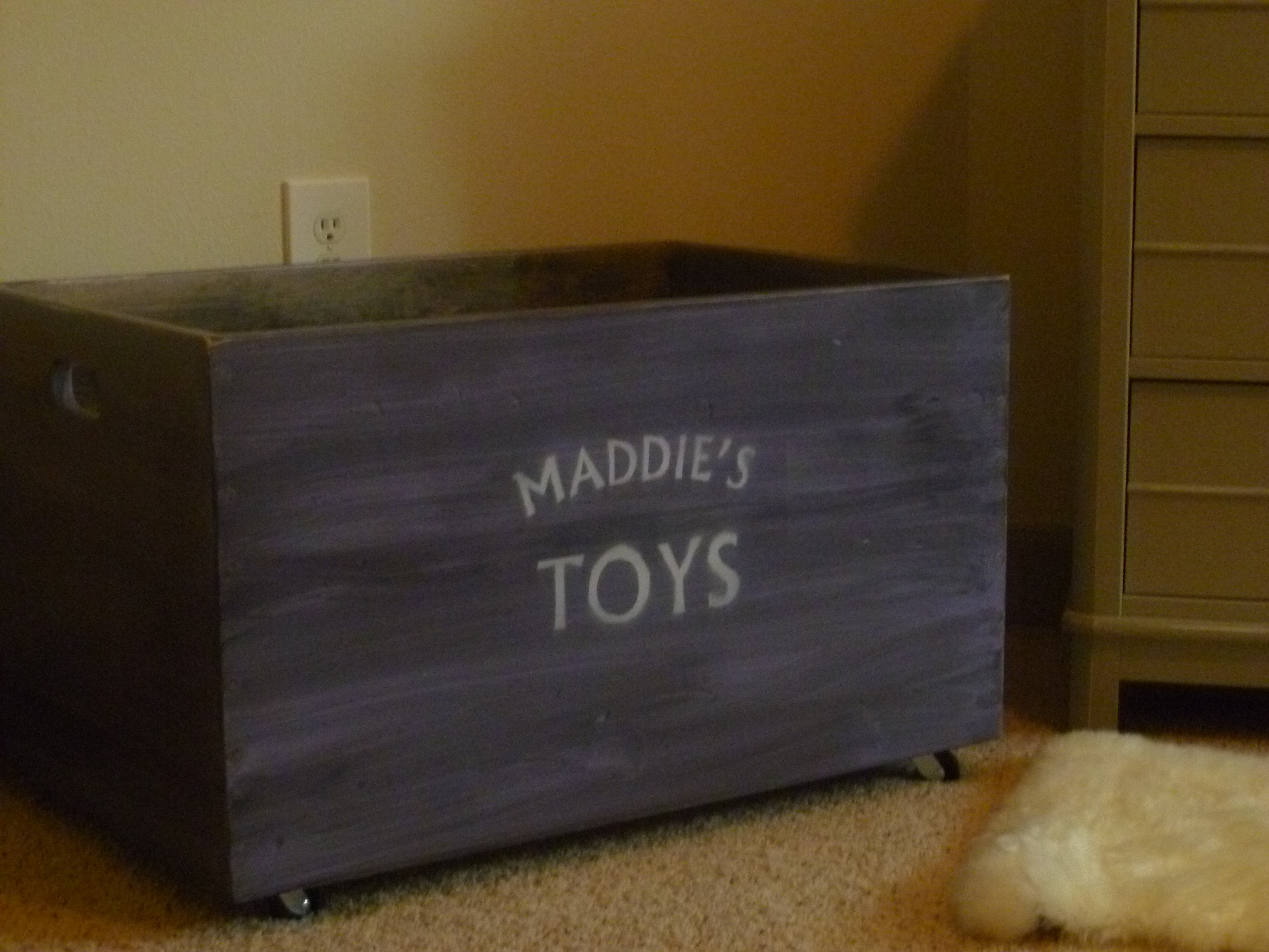 GIrl Gray and Purple Nursery Toy Trunk