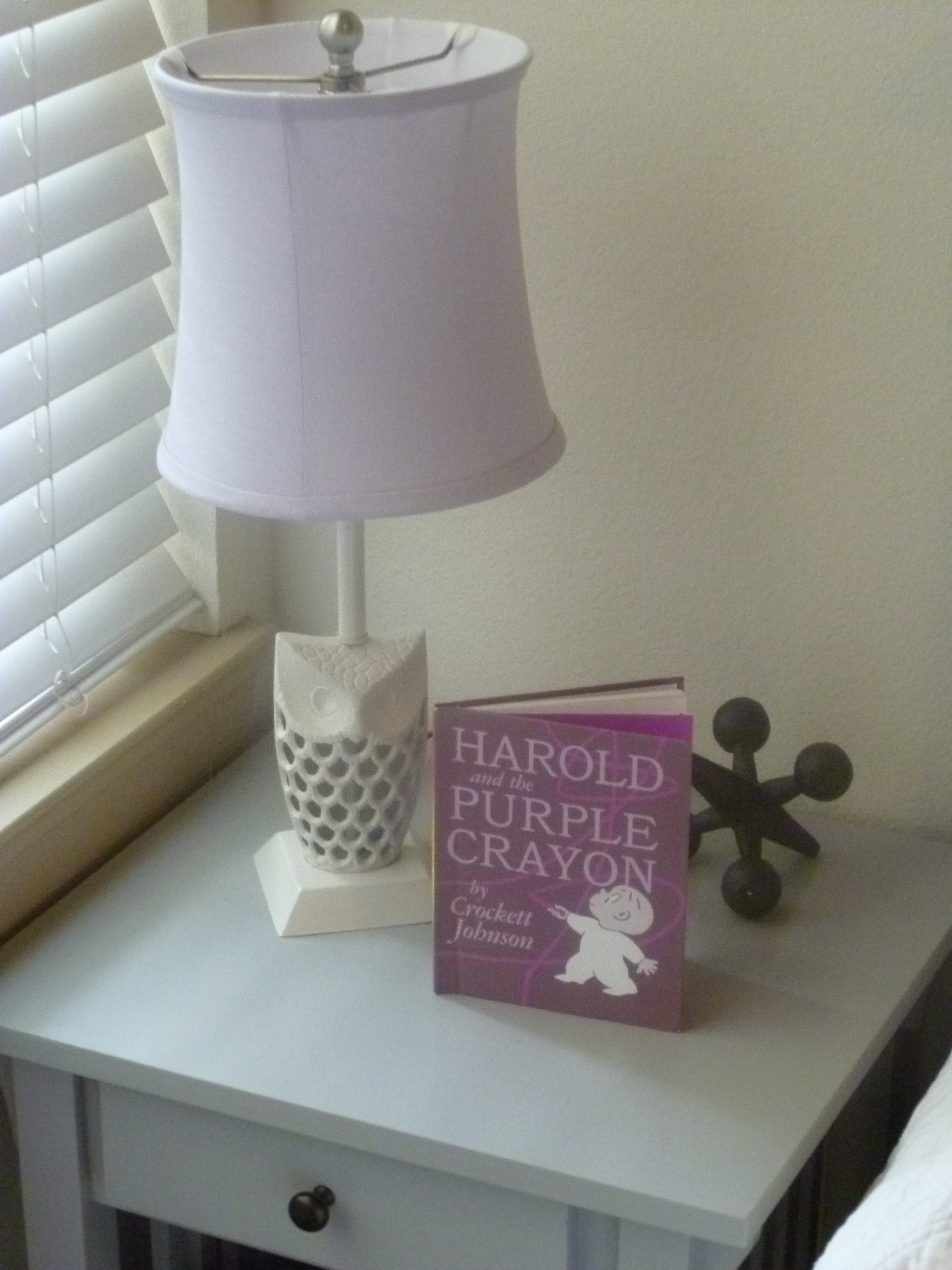 GIrl Gray and Purple Nursery Bedside Table