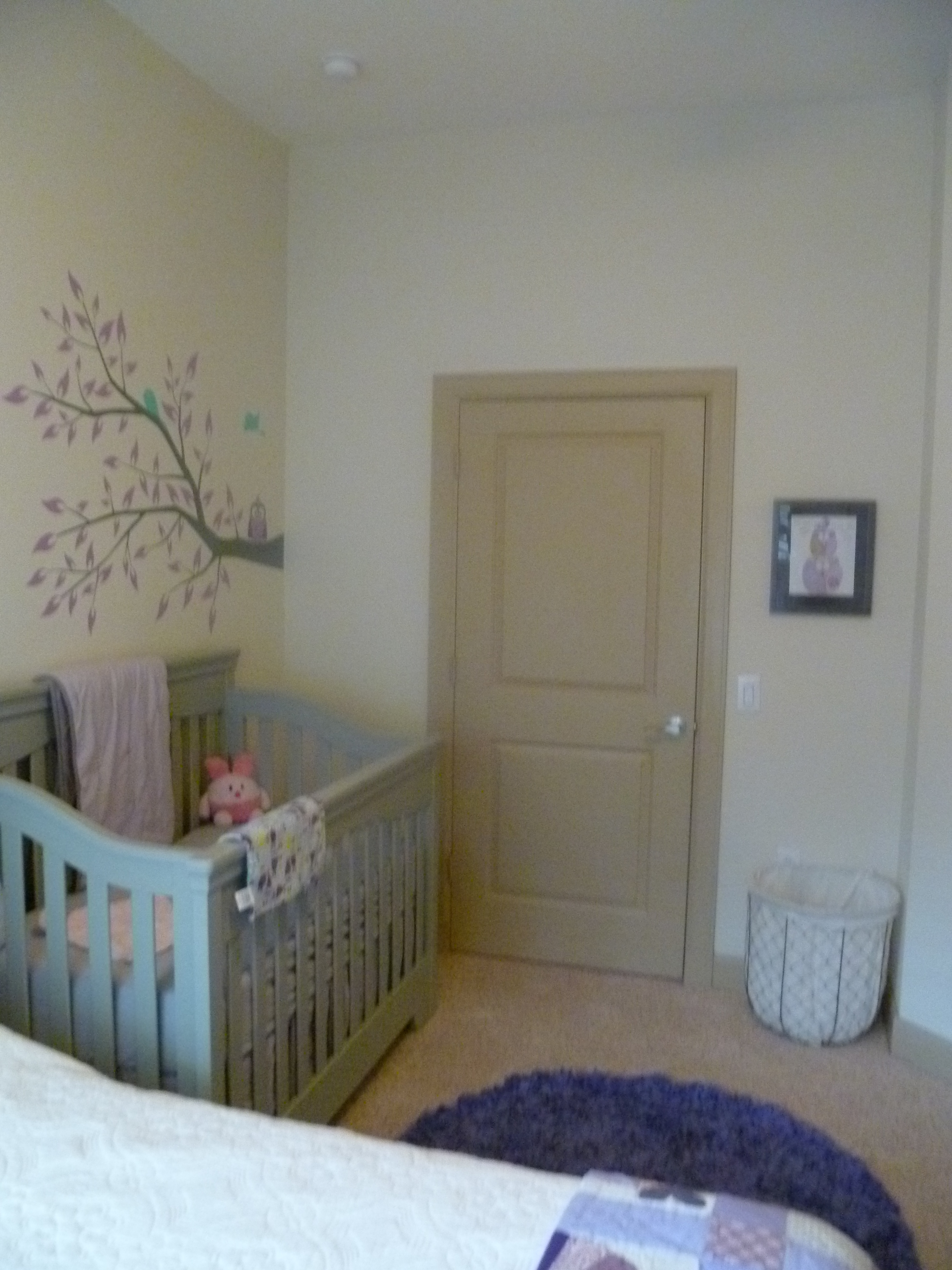 GIrl Gray and Purple Nursery Closet Door