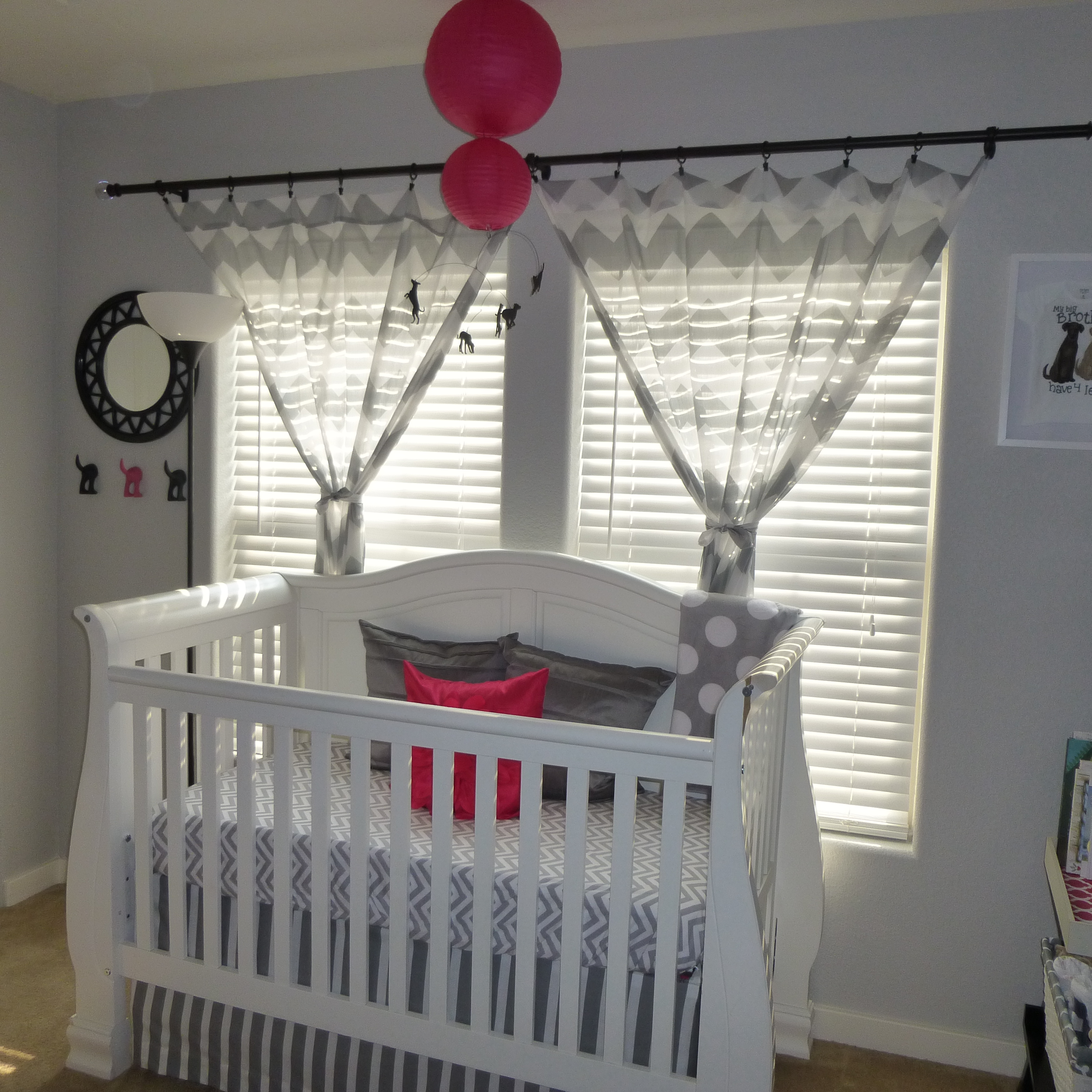 Gray and Pink Dog Nursery Theme