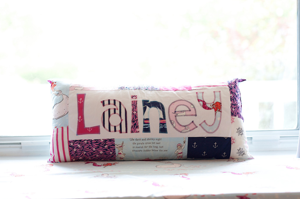 Girl Black and Pink Nautical Nursery Personalized Pillow