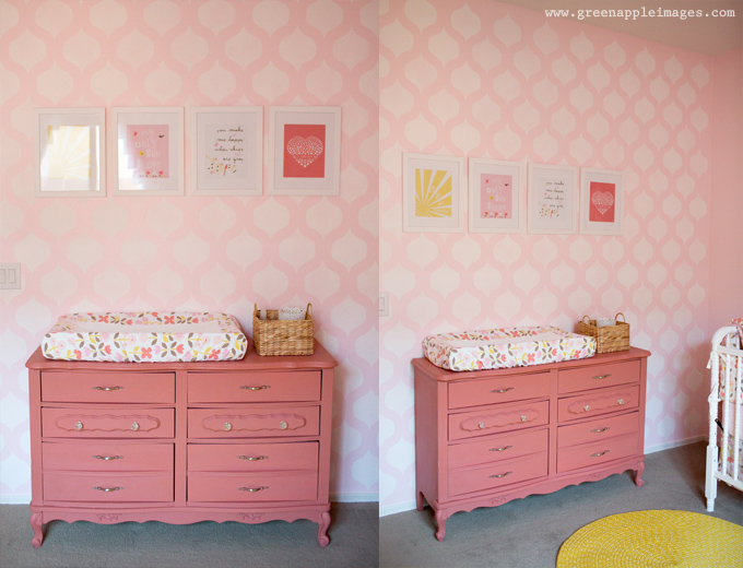 Pink, Coral, Yellow You Are My Sunshine Nursery Changer