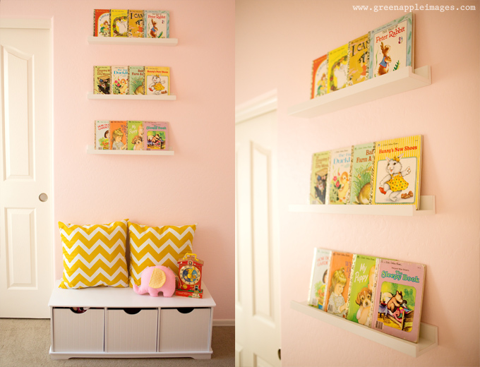 Pink, Coral, Yellow You Are My Sunshine Nursery Book Ledges